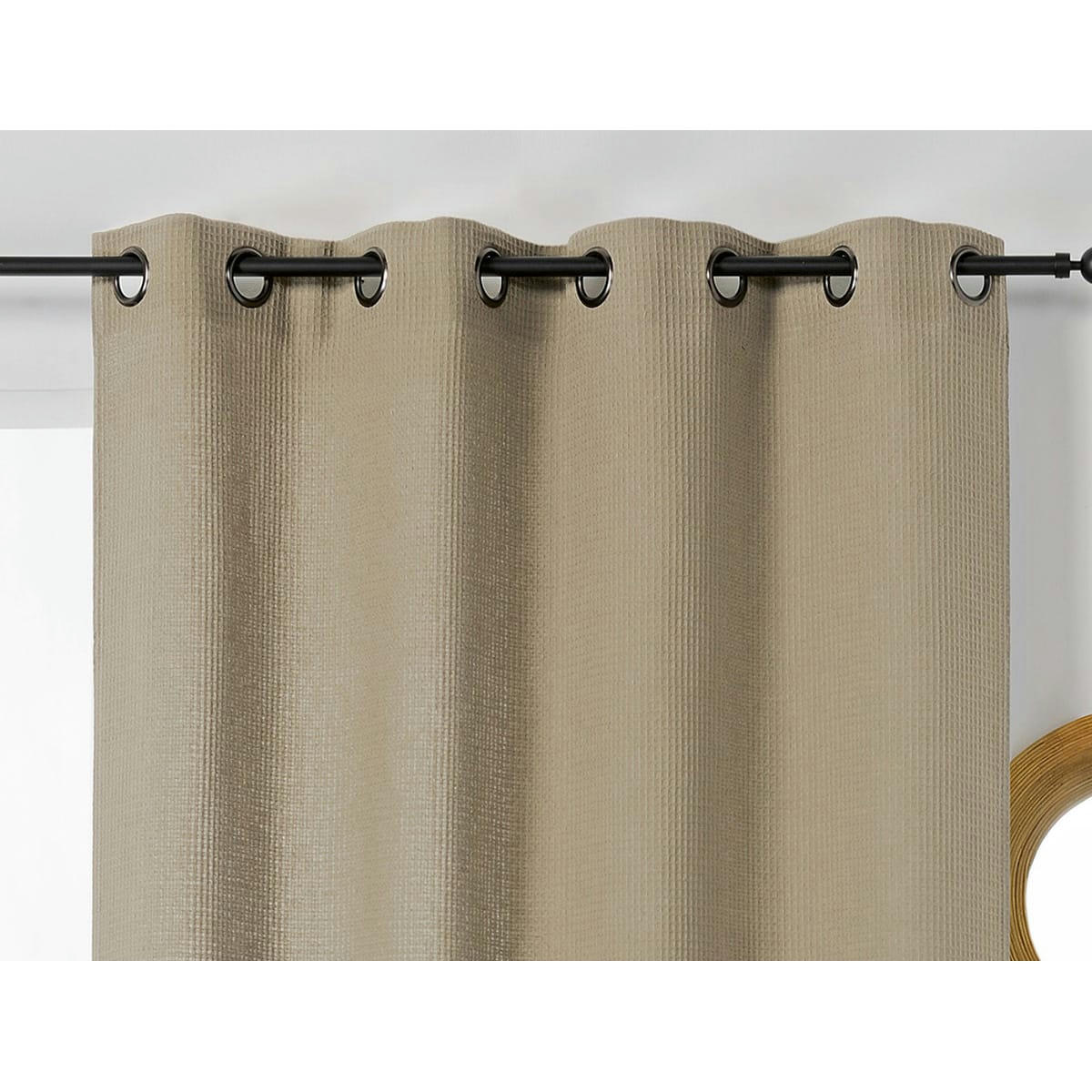 - Rideau en nid d'abeille coton taupe 140x245 cm