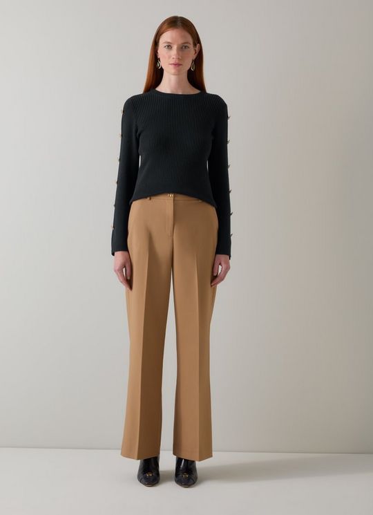 Mirren Midnight Cotton Shank Button Jumper