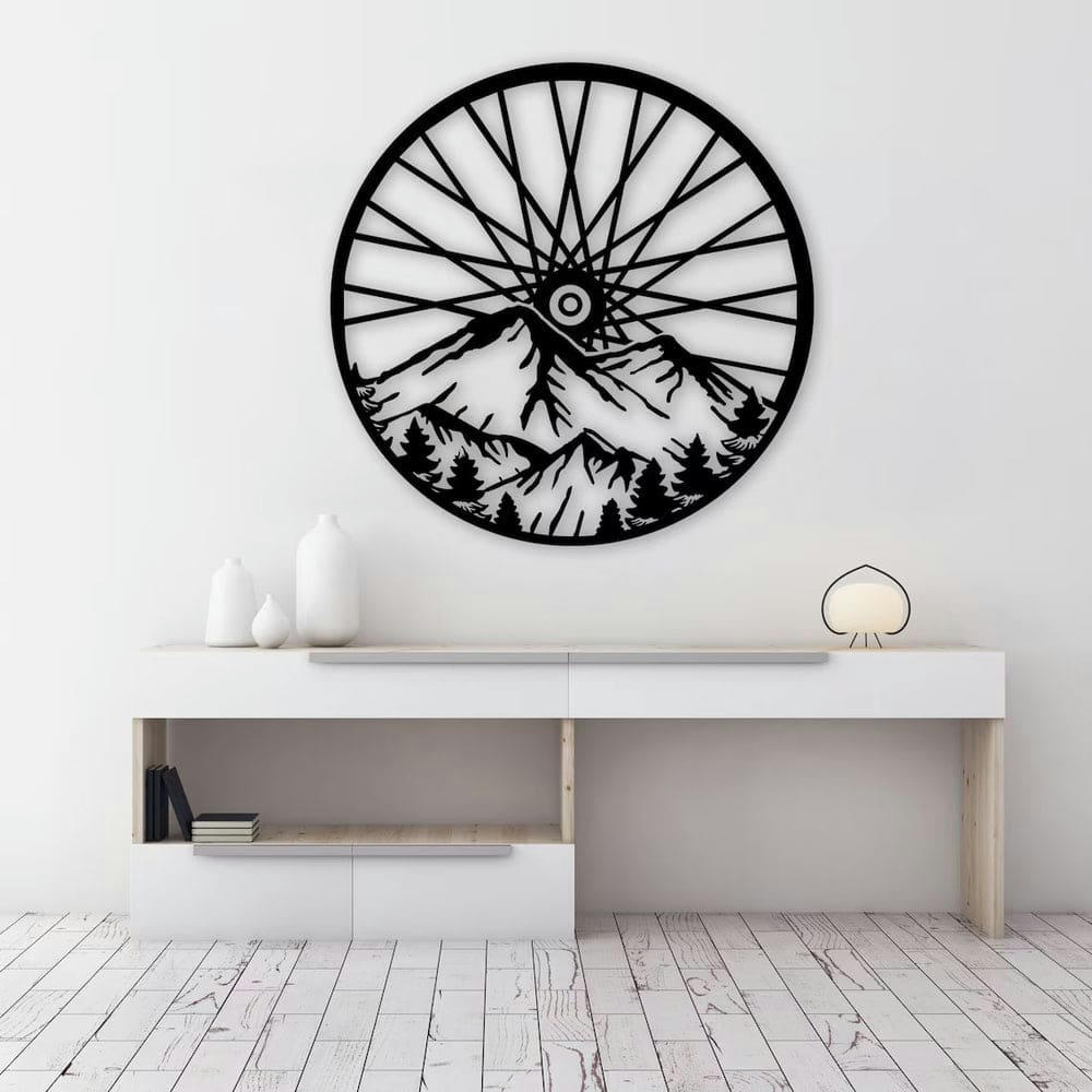 - Décoration murale montagne en métal noir 66 cm