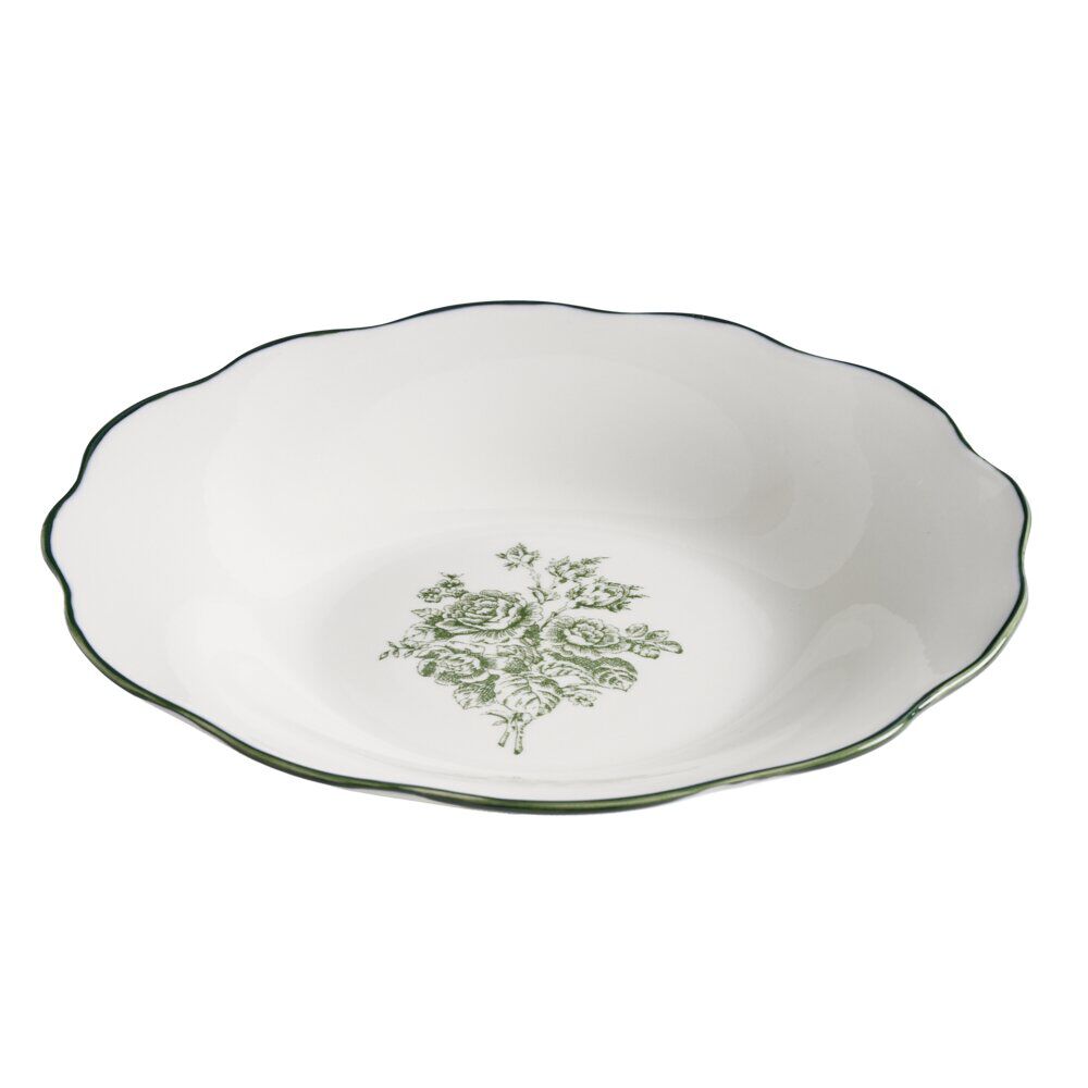 Assiette creuse porcelaine imprimé toile de Jouy Ø20 cm vert
