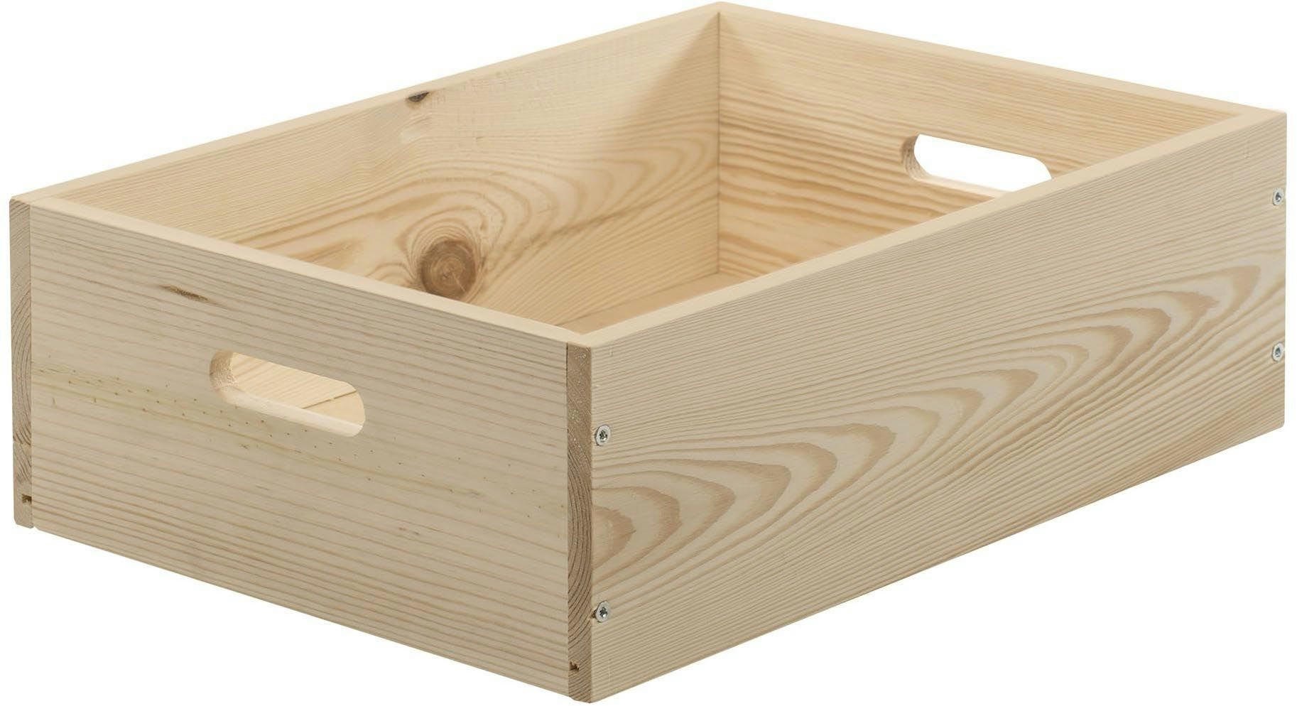 - Caisse en bois brut de rangement 40 x 30 x 8 cm
