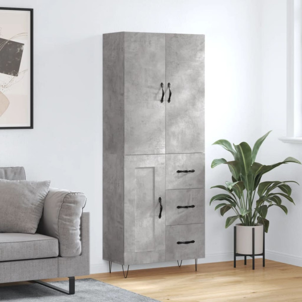 Szafka Szara Beton z Drzwiami 69.5x34x180 cm do Salonu Pokoju