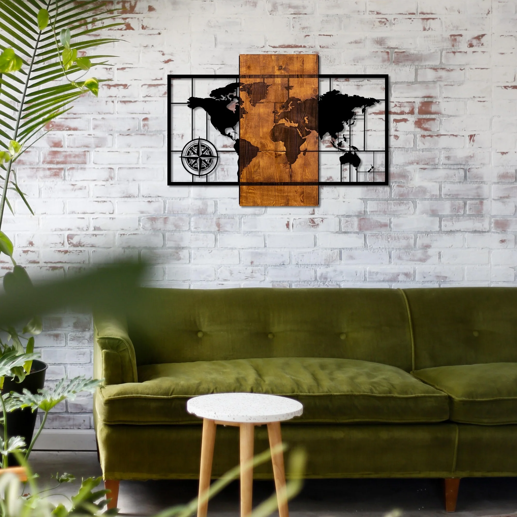 Decoratief houten wandaccessoire World View