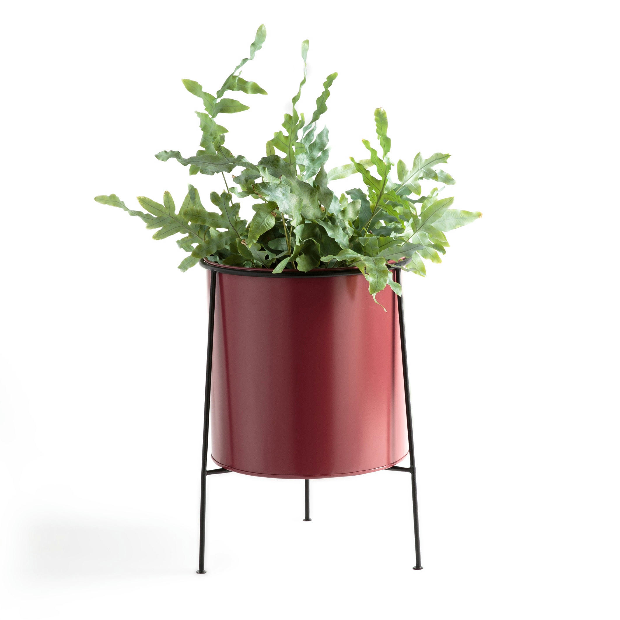 Cache-pot sur pied métal fer peint Ø30 cm, INAYA