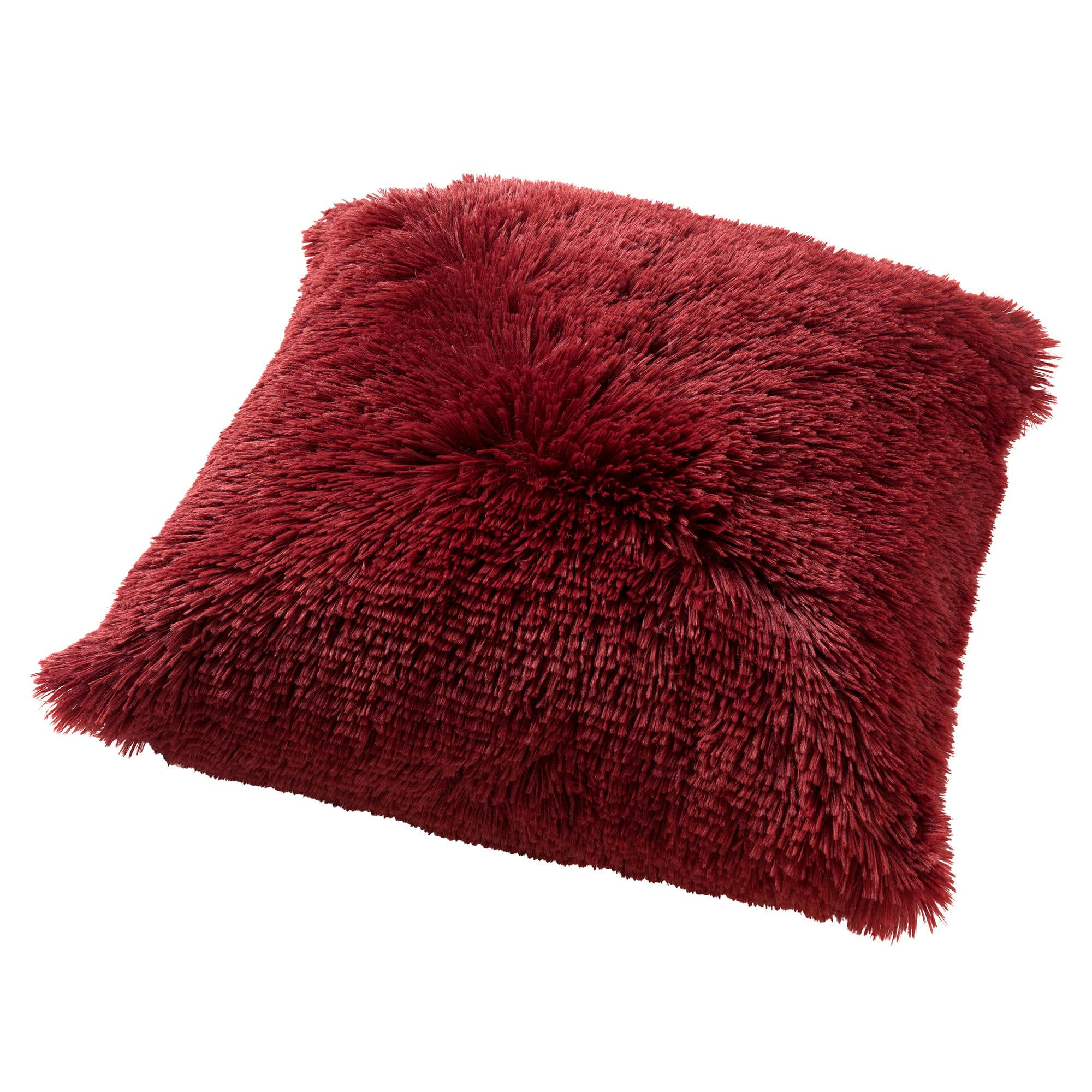 - Housse de coussin rouge fausse fourrure-60x60 cm uni