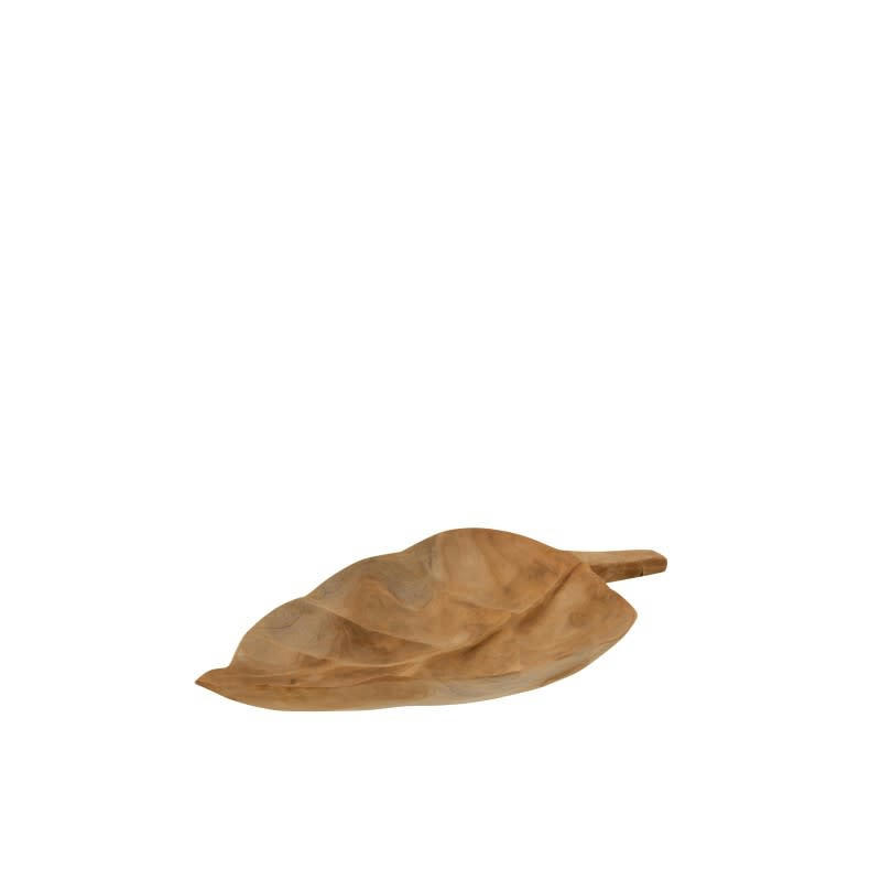 FEUILLE - Plat feuille teck naturel L39,5cm