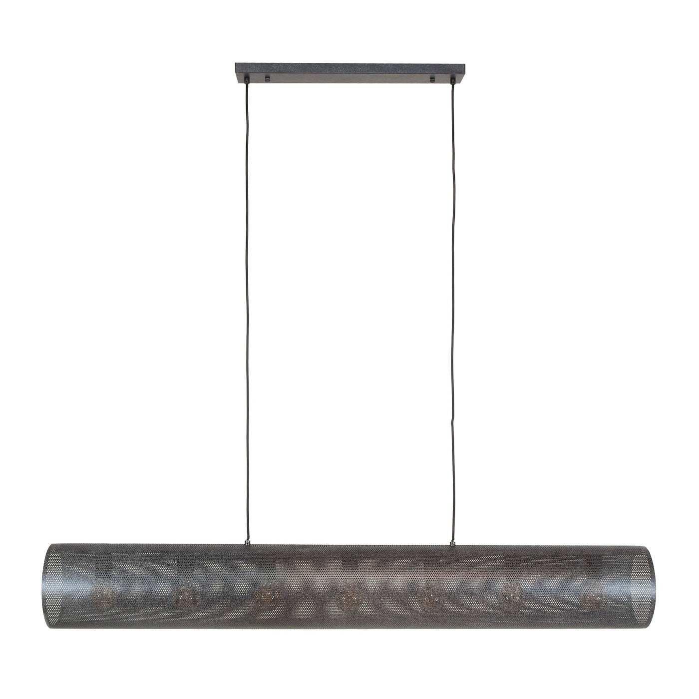 Giga Meubel Hanglamp Koker XL Mesh - Zwart Metaal - 7-Lichts - 145x20x150cm