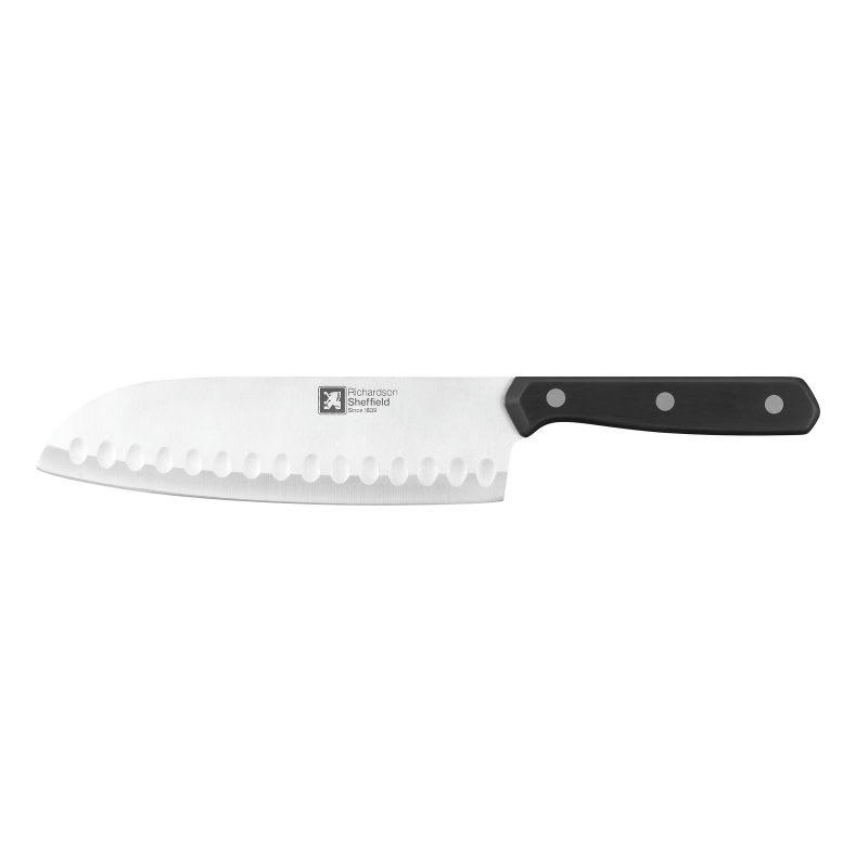 CUCINA - Couteau Santoku 17.5 cm en Acier Inoxydable + POM Noir
