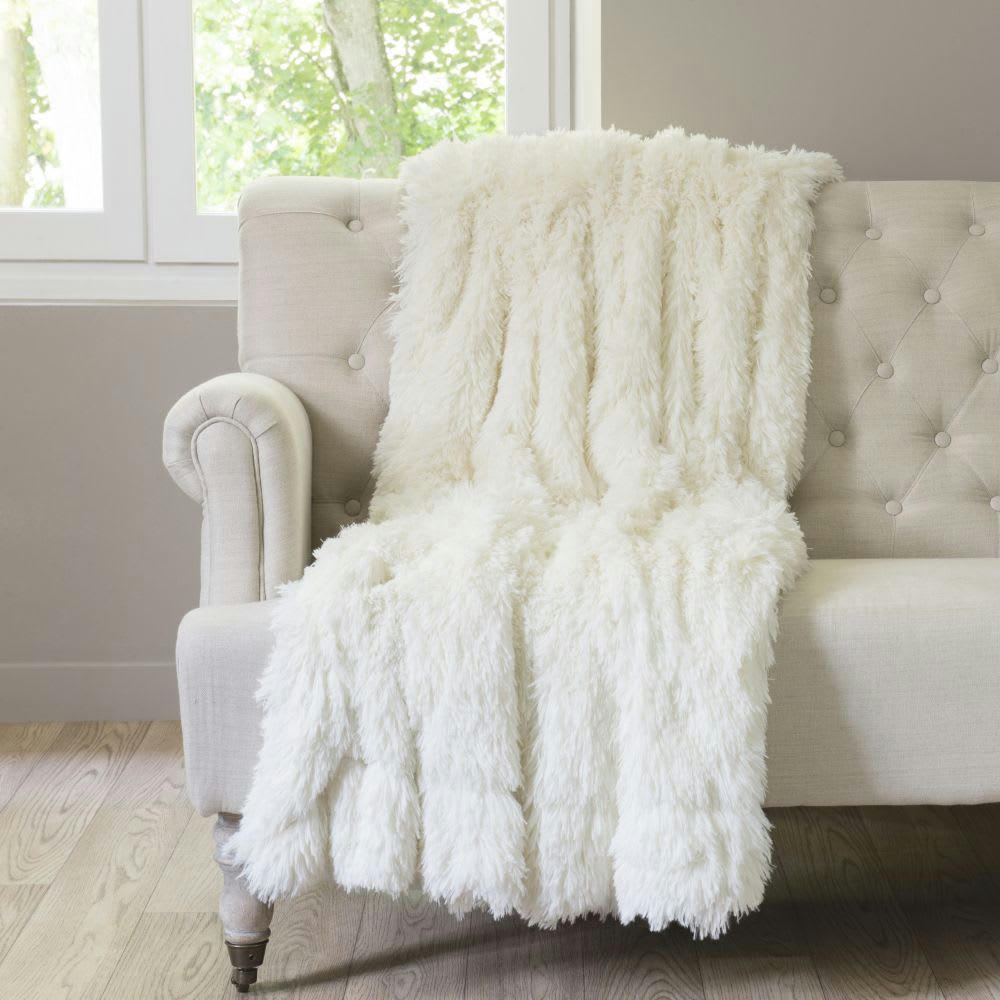 - Plaid imitation fourrure blanche 130x170