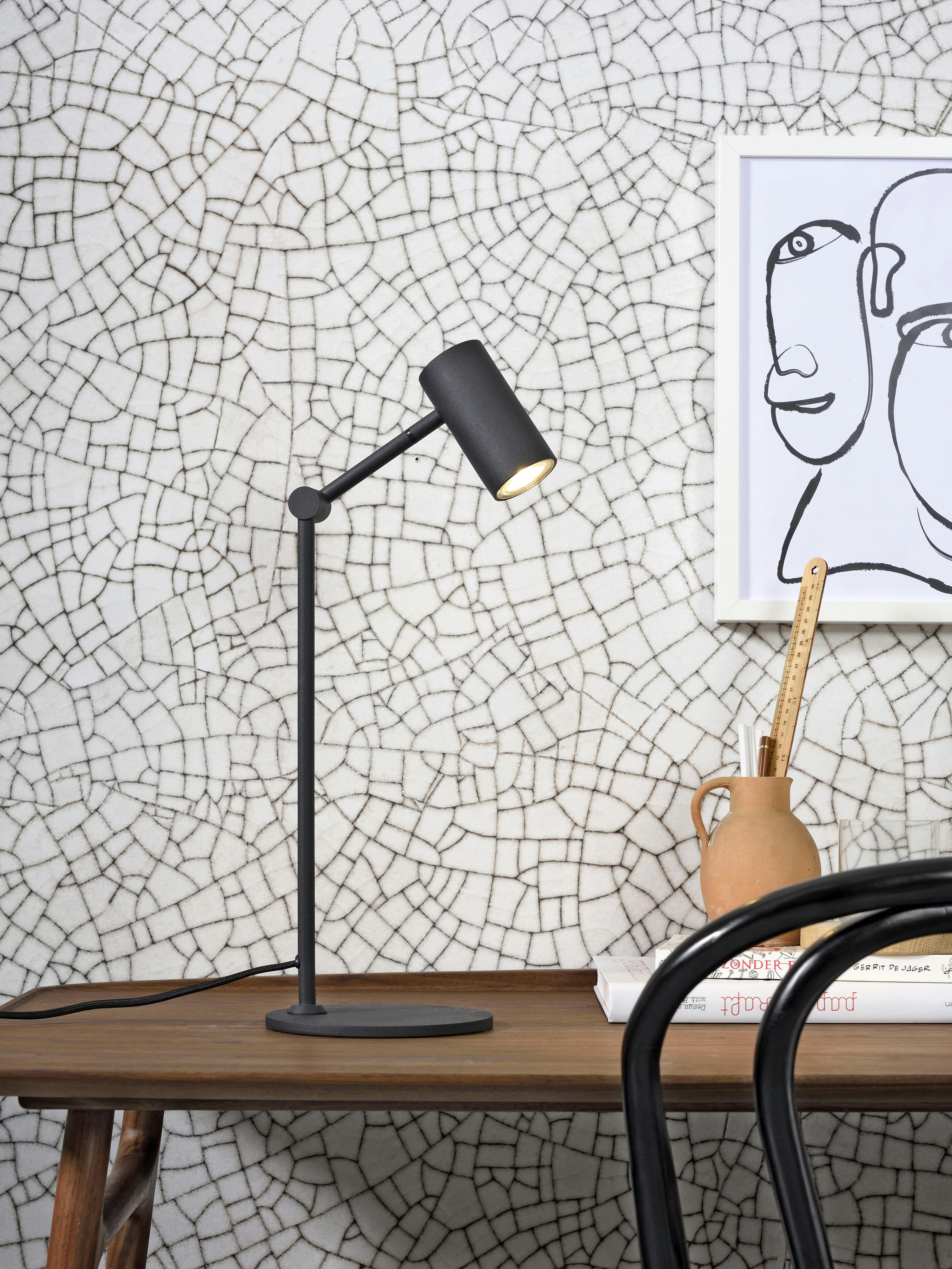 MONTREUX - Lampe de table inclinable noire H40cm