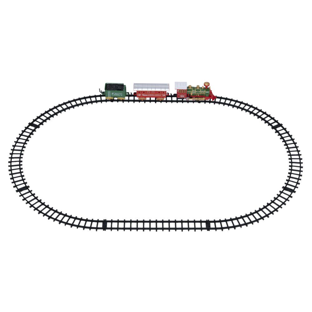 Train de No&euml;l lumineux et musical L92cm avec rail 11 pièces