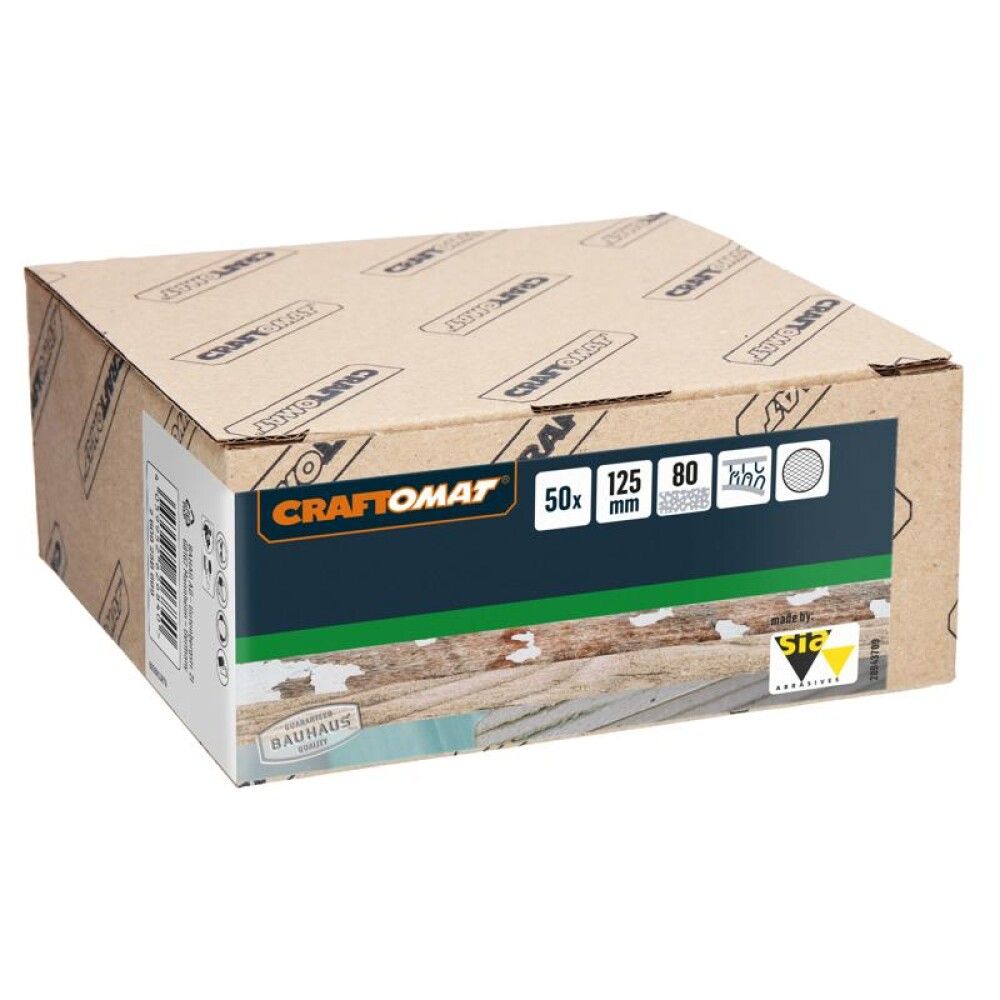 SLIPEPAPIR CRAFTOMAT Ø125MM K80 50STK