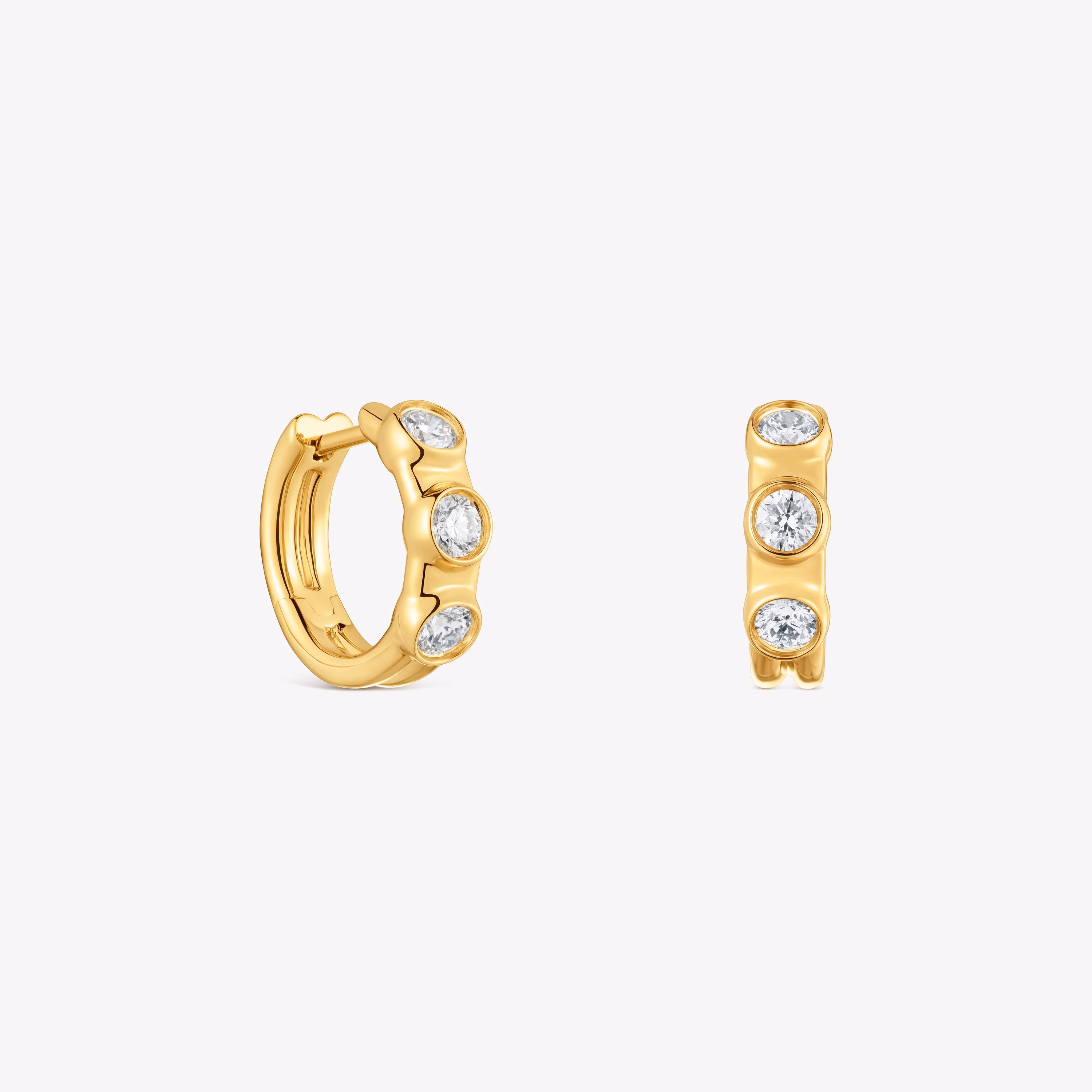 Pendientes de aro con baño de oro 18 kt sobre plata y diamantes creados en laboratorio Straight LGD