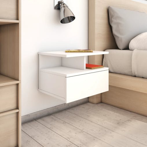 NNEVL Floating Nightstand White 40x31x27 cm Chipboard