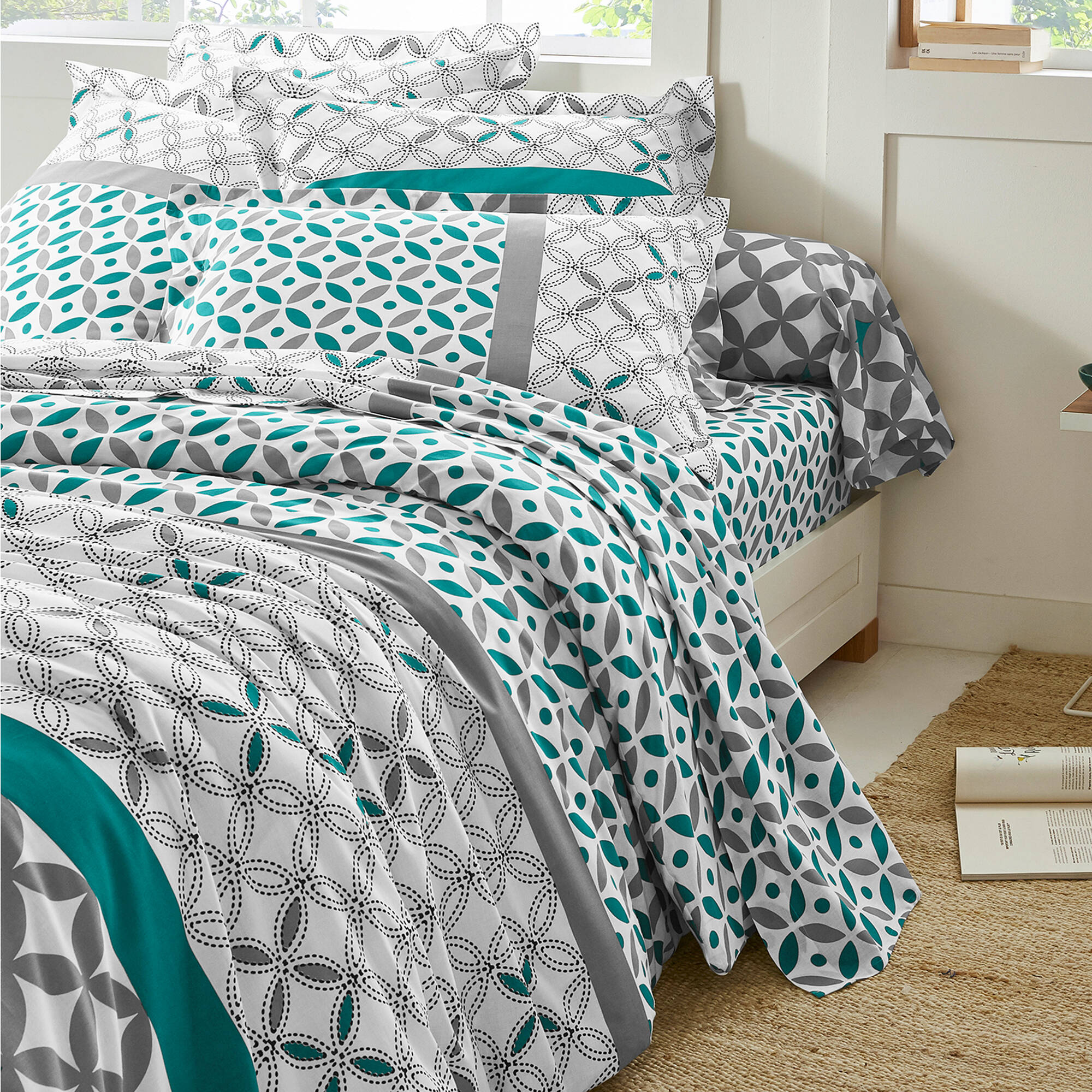 Linge de lit Marlow coton, imprimé géométrique