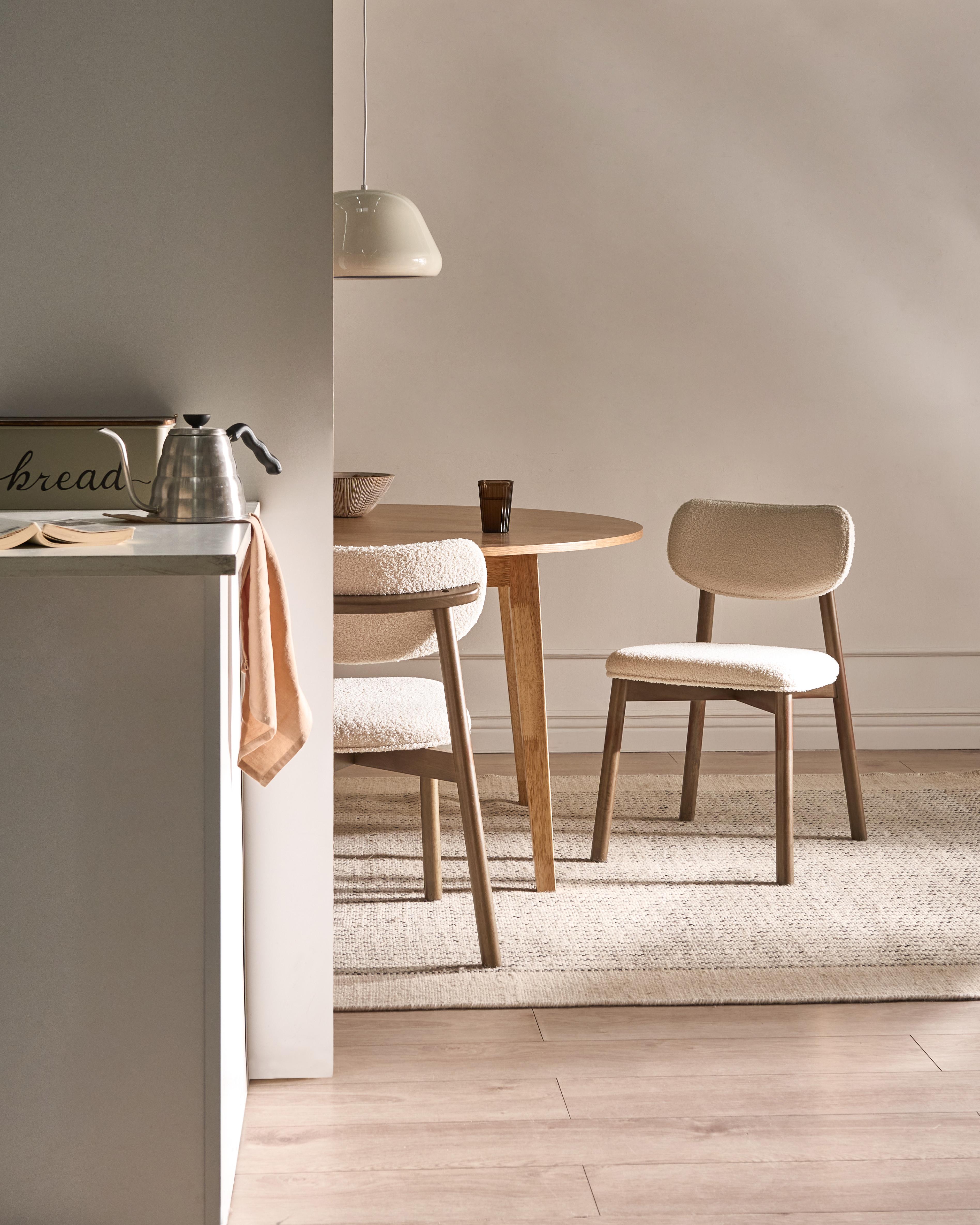 Set of 2 Dining Chairs MILLS Boucle Brown/ Light Beige