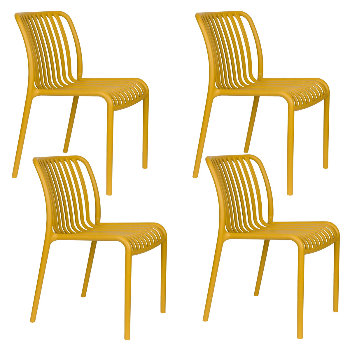 Housecraft Living Mante Tuinstoel Kunststof Geel - Set van 4