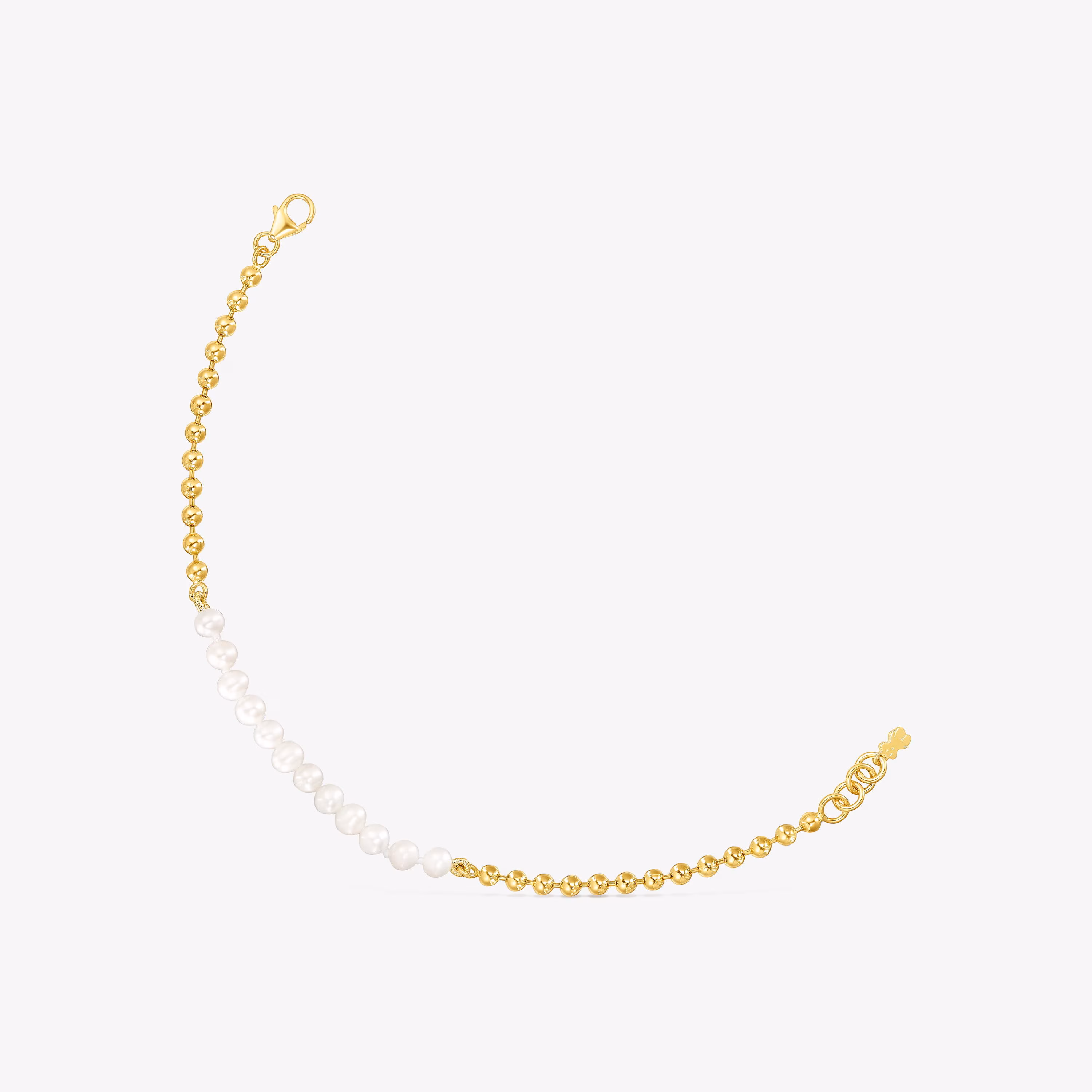 Pulsera con baño de oro 18 kt sobre plata y perlas Gloss