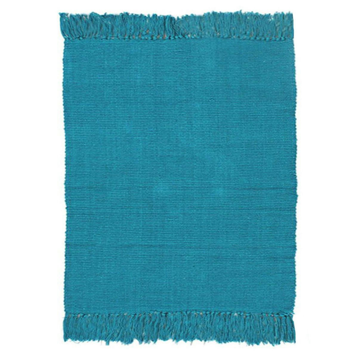 SIMPLY - Tapis 100% coton bleu lagon 120x170