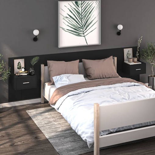 NNEVL Wall-mounted Bedside Cabinet Black