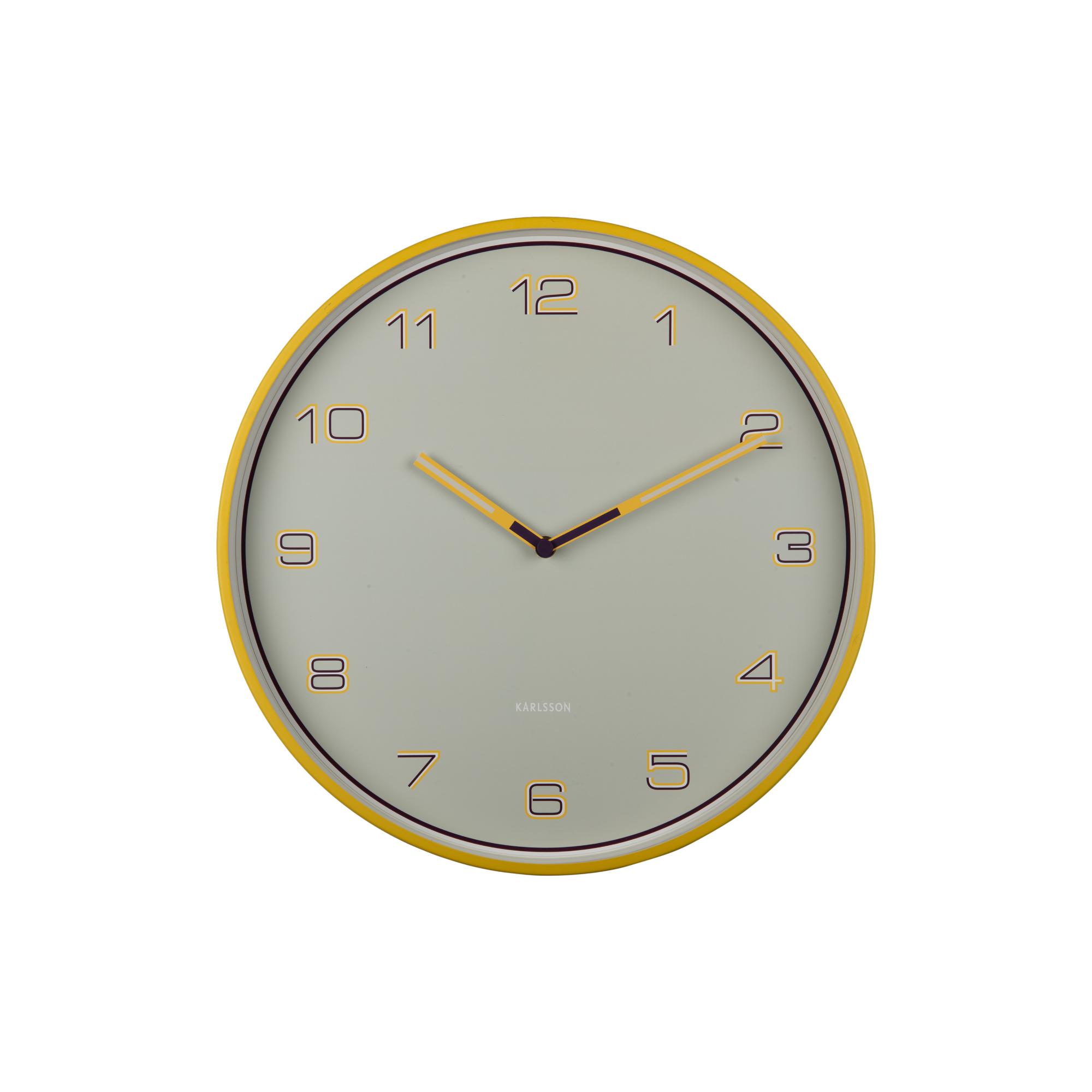 Karlsson wandklok Lined Numbers - geel - Ø40cm