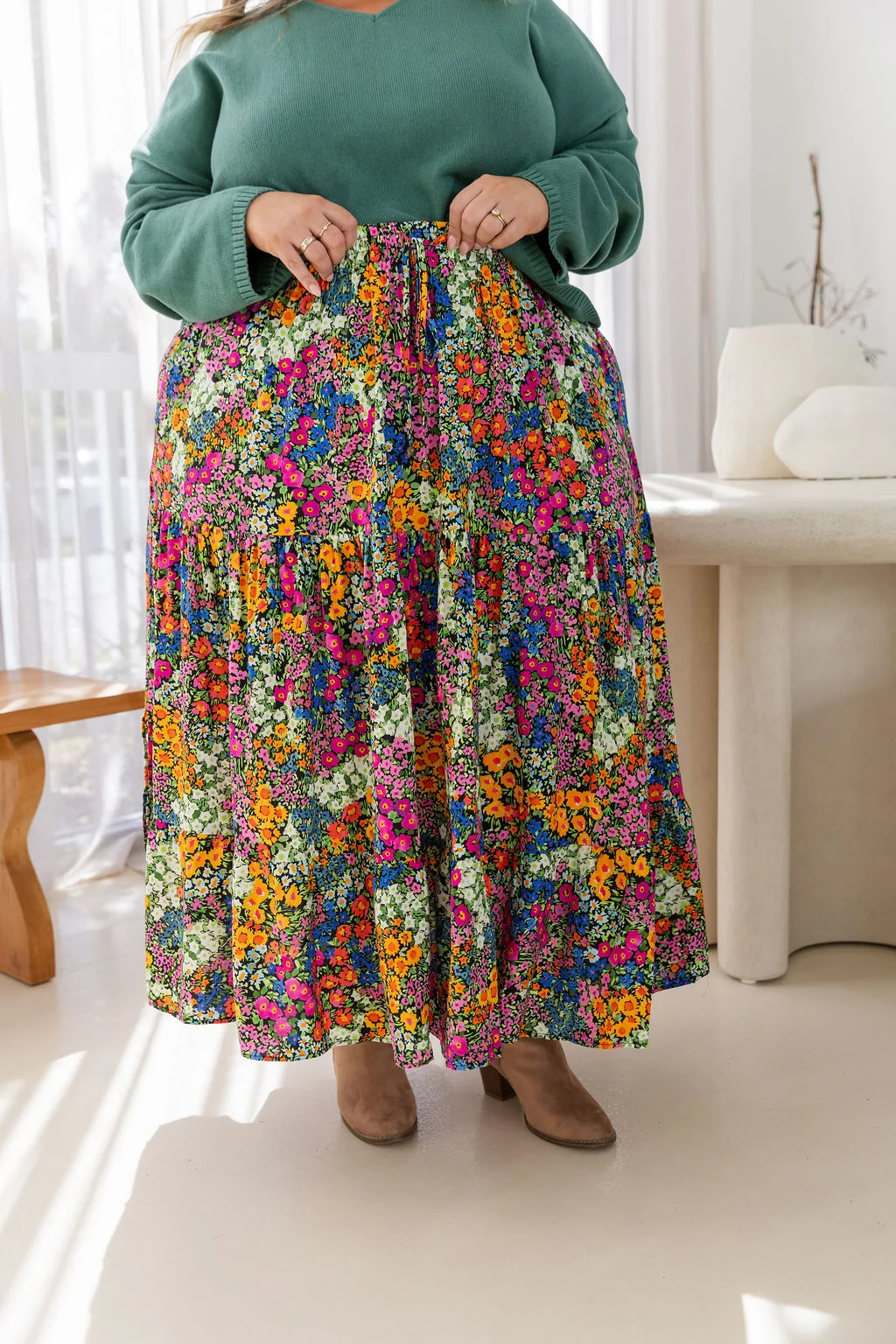 Carrie Skirt in Flower Field Dawn