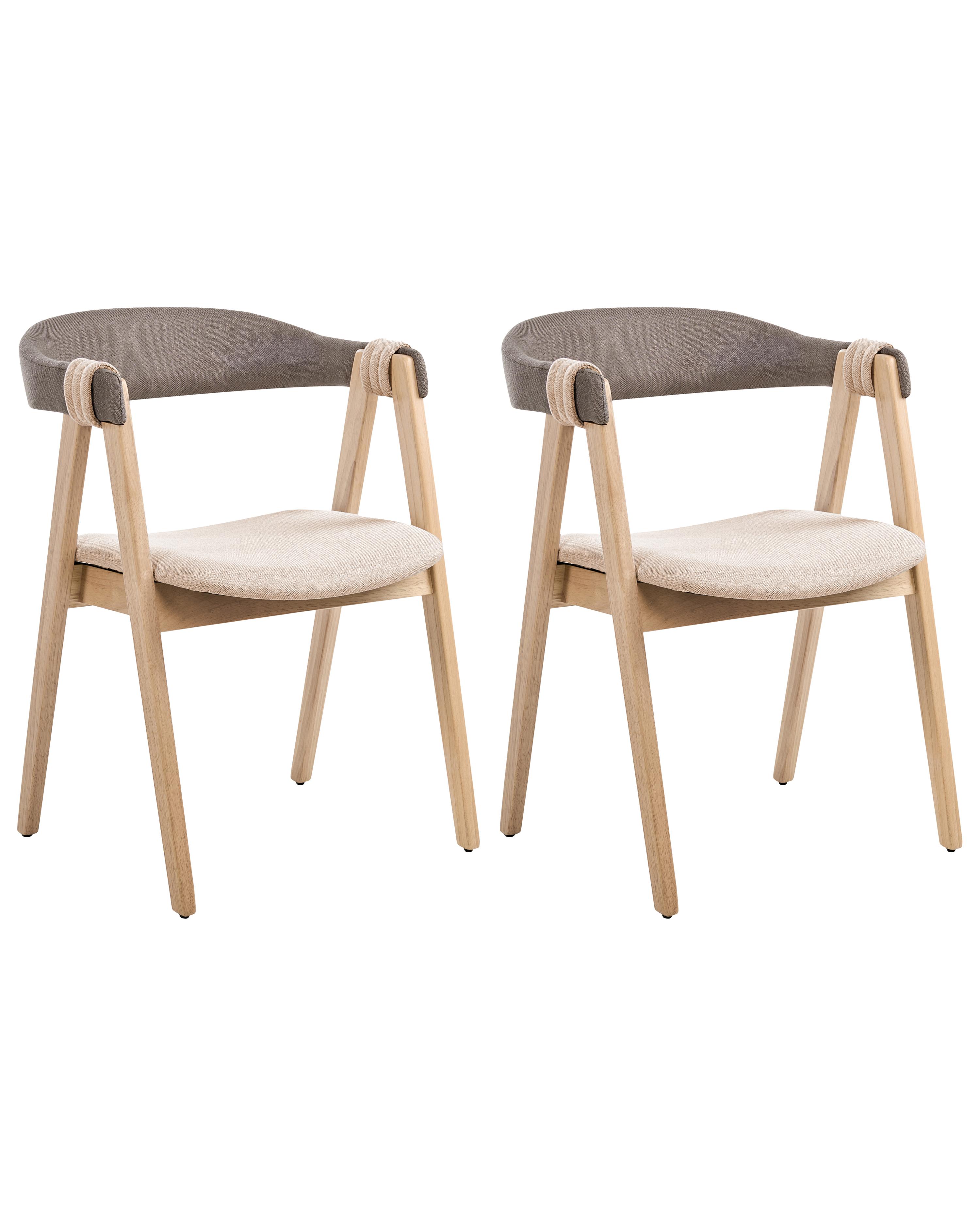 Set of 2 Dining Chairs DAY Fabric Light Brown/ Taupe