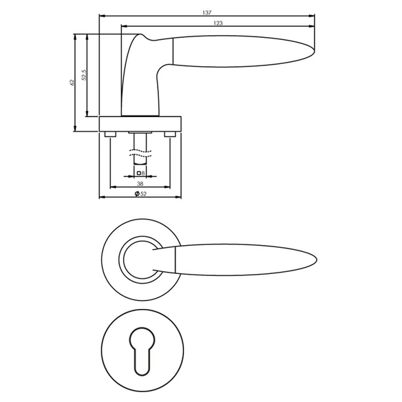 Türdrücker »Elen«, D.52x10 mm PZ-Rosetten