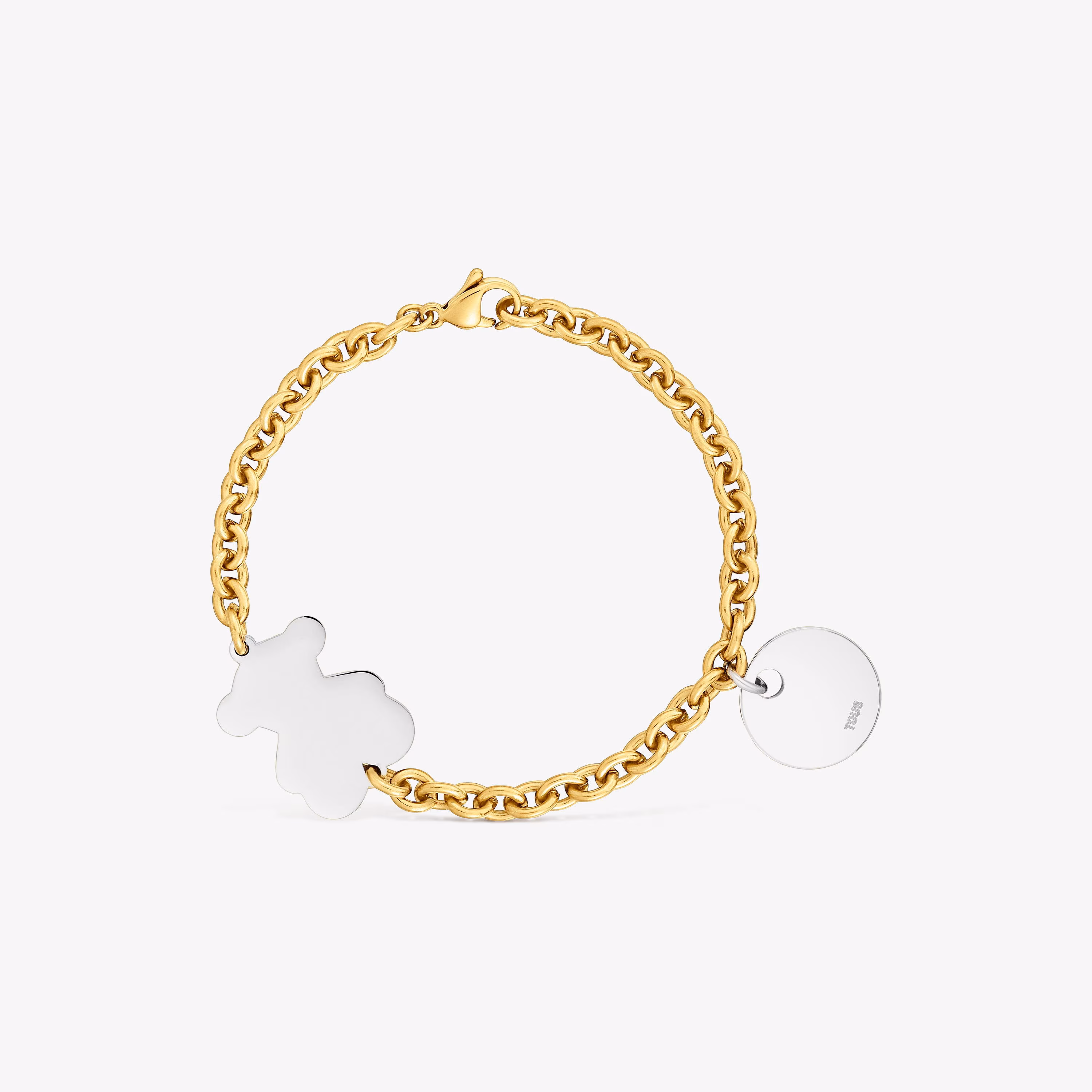 Pulsera cadena de acero bicolor y motivo oso TOUS Charming