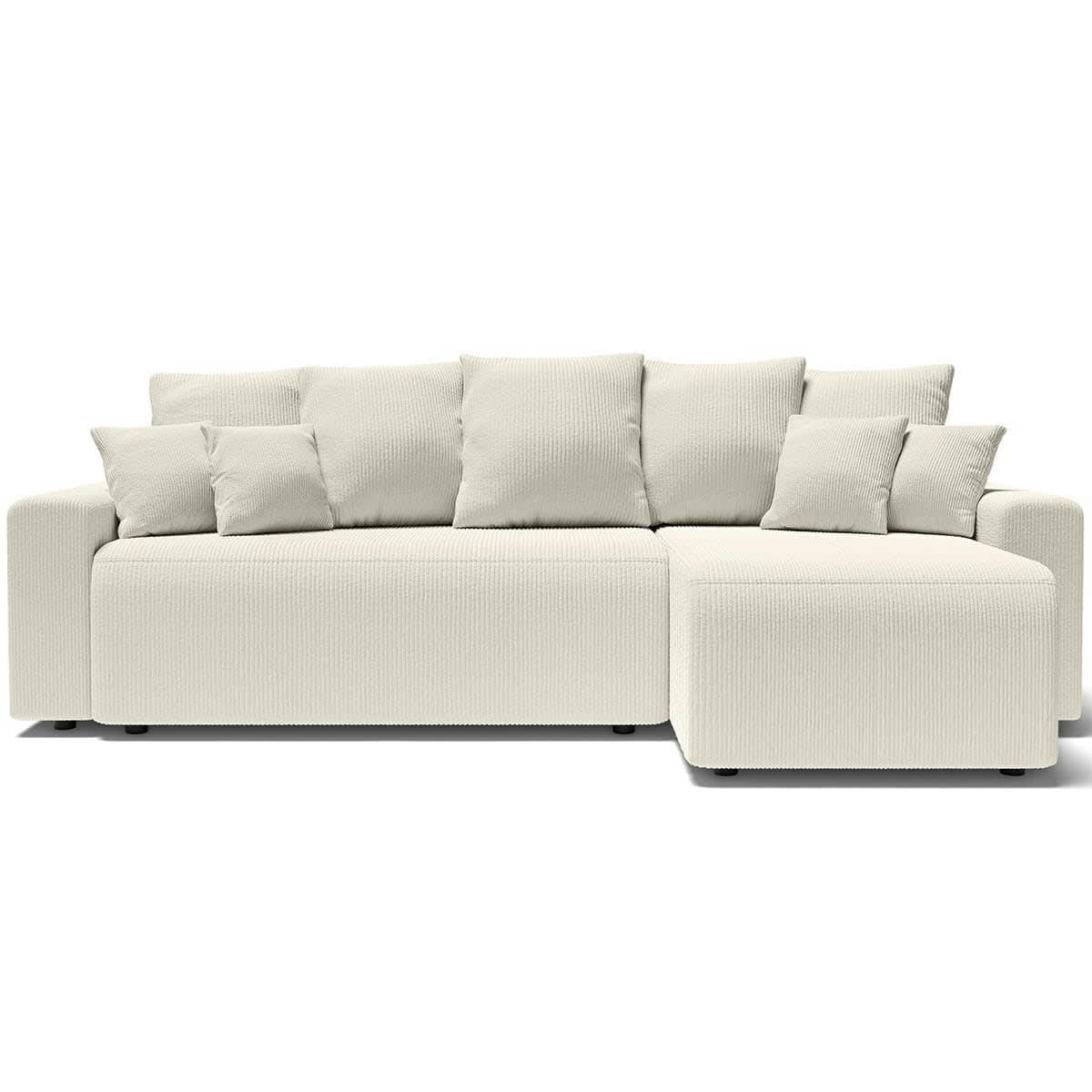 LUCIA - Canapé d'angle convertible 4 places en velours côtelé beige