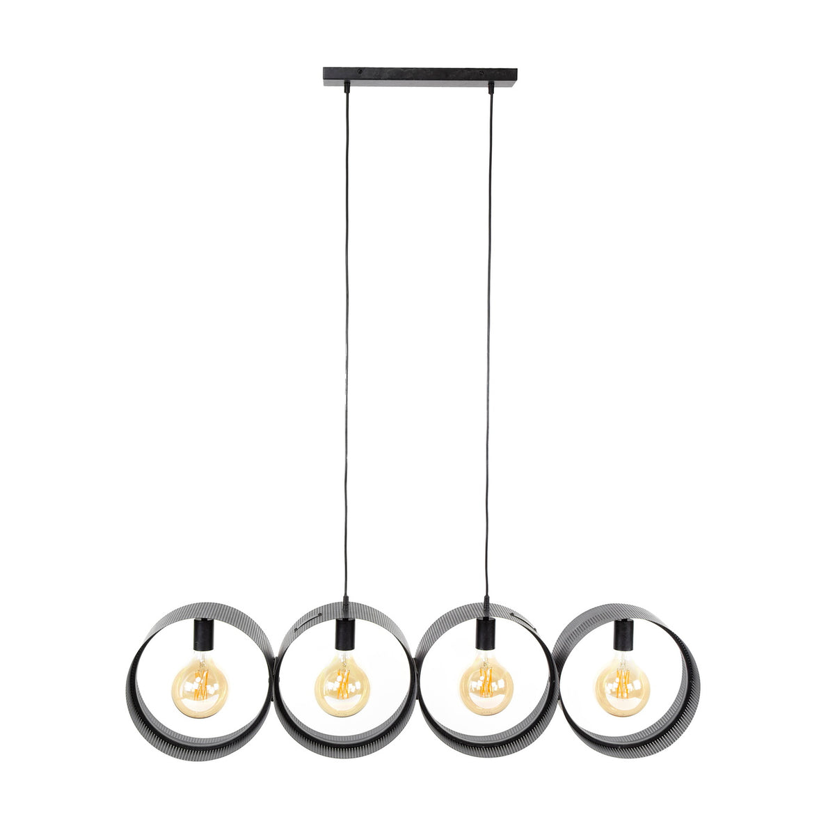 Giga Meubel Hanglamp Ring - Zwart Metaal - 4-Lichts - 120x15x150cm