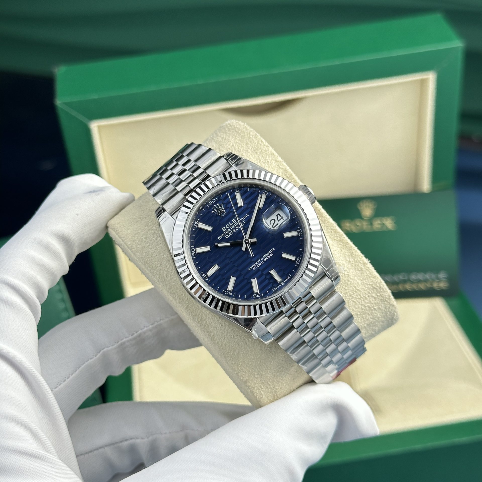 Rolex Datejust 126334 904L Steel Blue Motif Dial 41mm Jub Super Clone