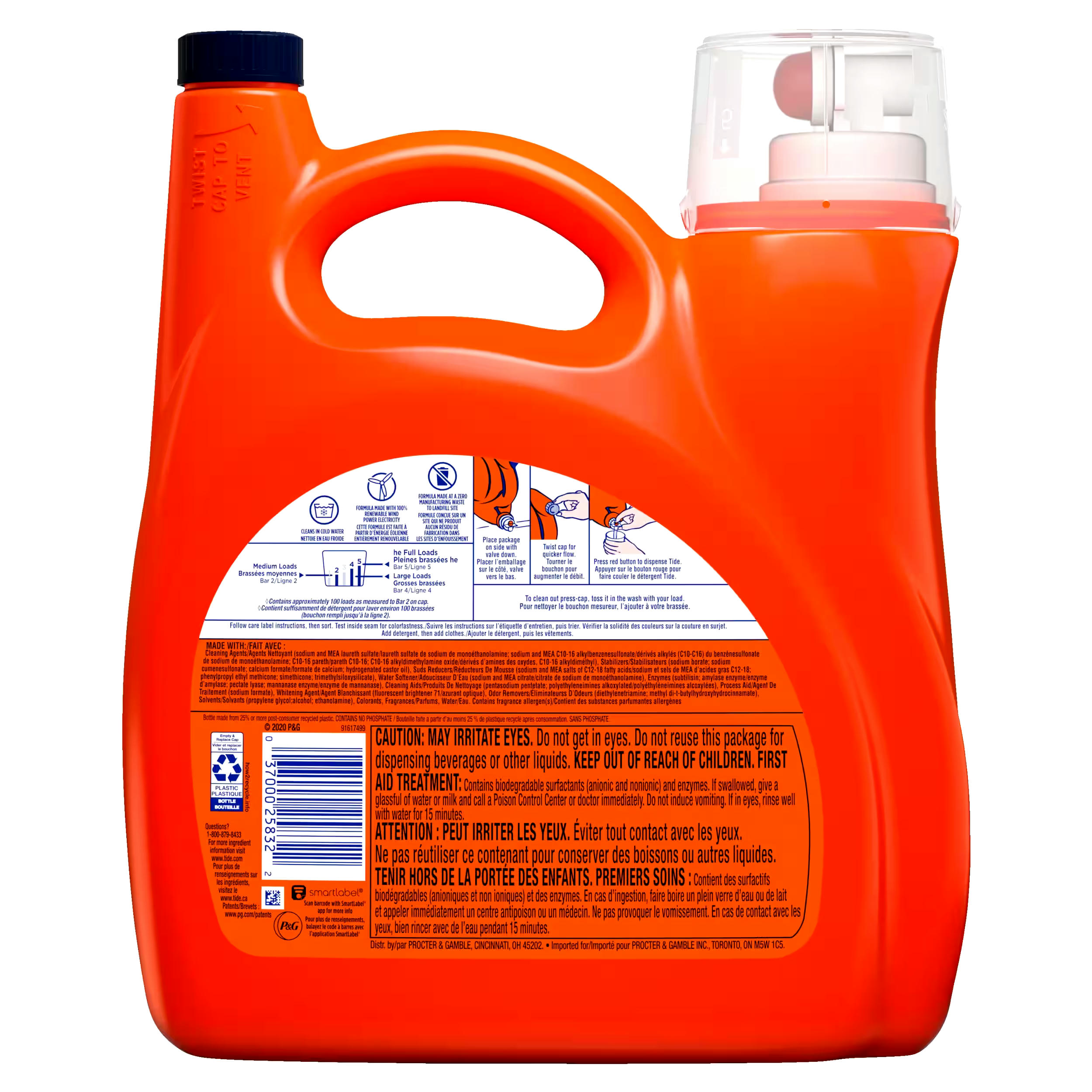 Tide Hygienic Clean Heavy 10x Duty Liquid Laundry Detergent, Original 100 LD, 154 fl oz