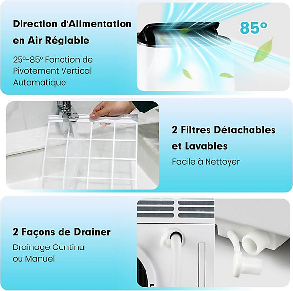 Climatiseur Mobile 12000BTU Fonction 5 en 1Minuterie 24H