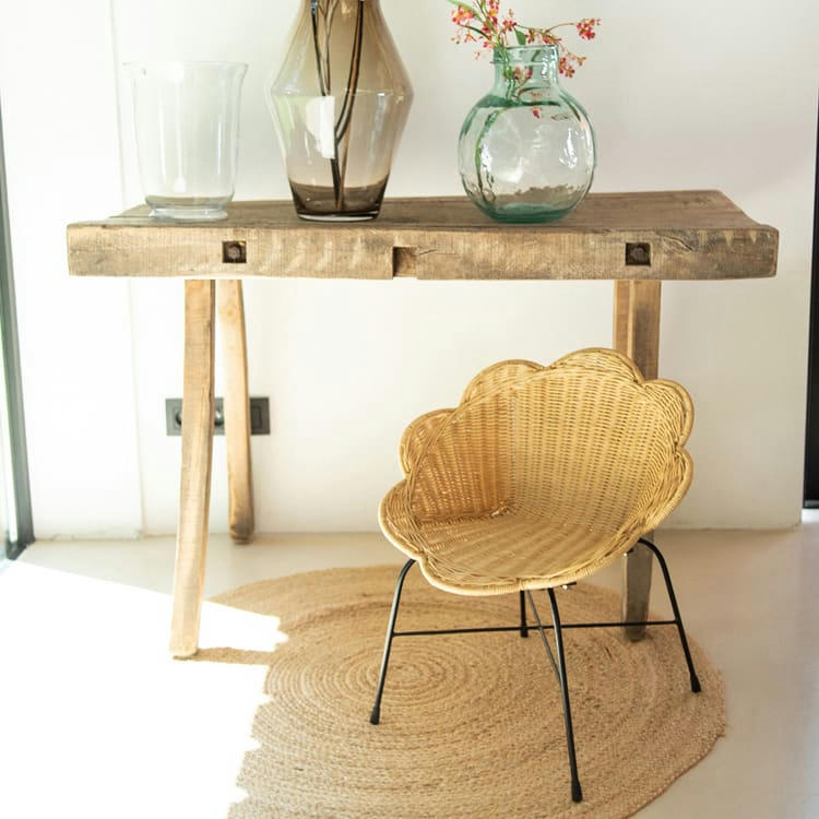 - Chaise enfant fleur en rotin