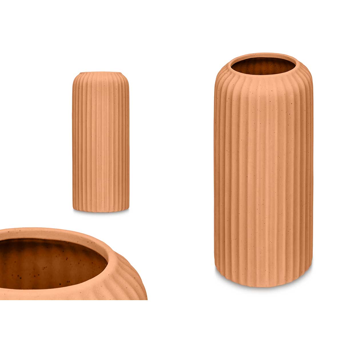 Jarra de cerâmica riscada cor de tijolo 40cm