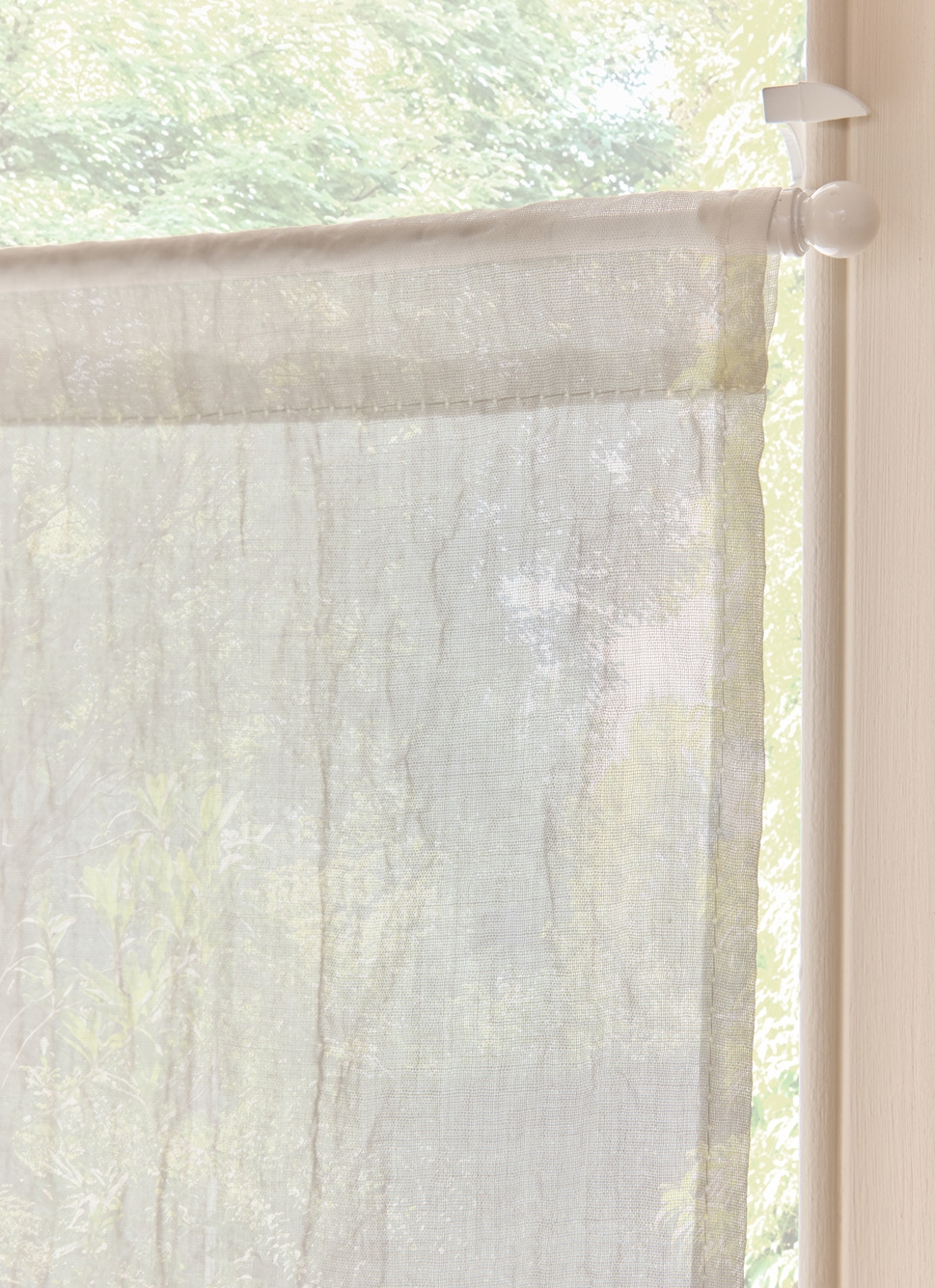 VITRAGE DROIT TAMISANT EFFET FROISSÉ PASSE-TRINGLE BLANC