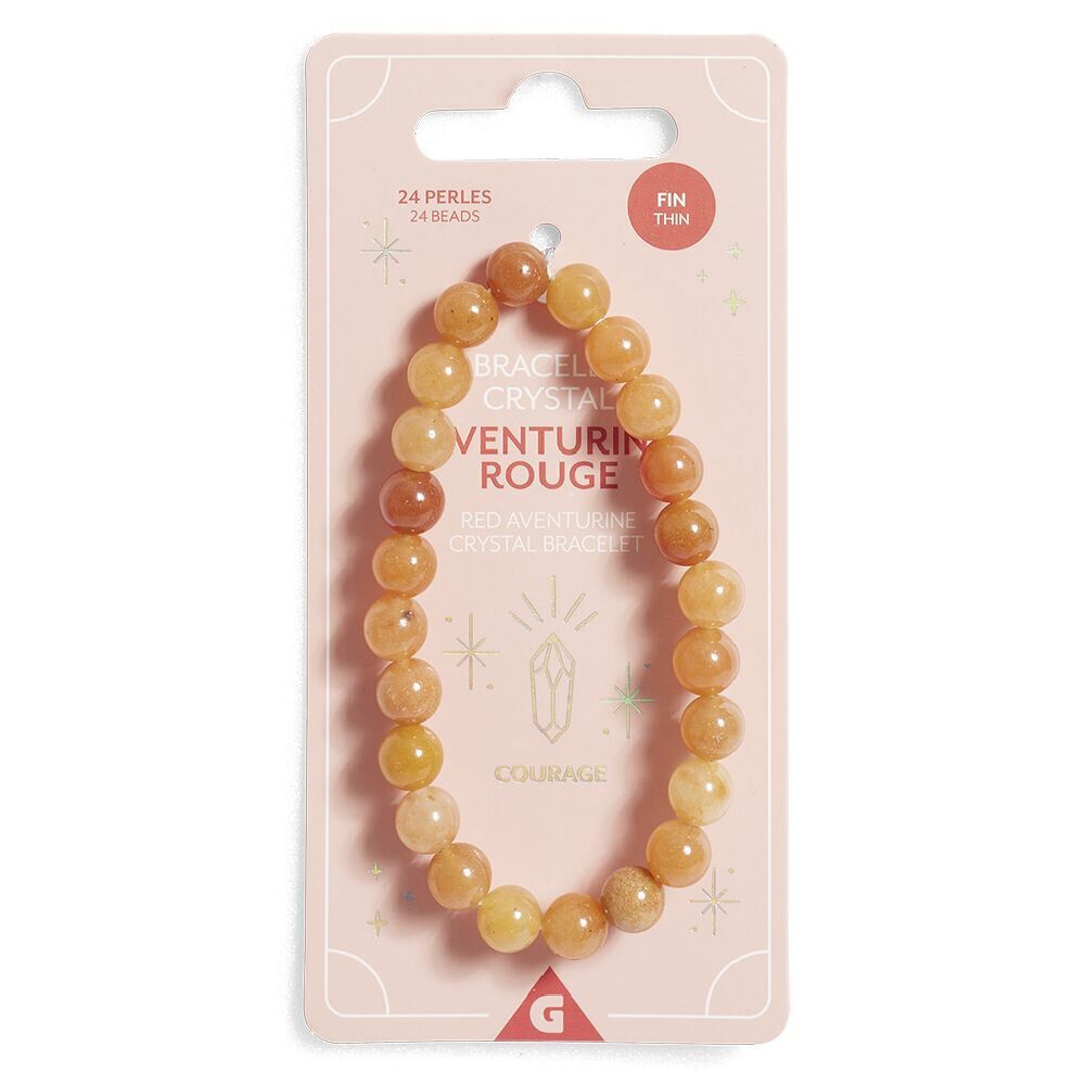 Bracelet crystal large 26 perles aventurine rouge - Courage