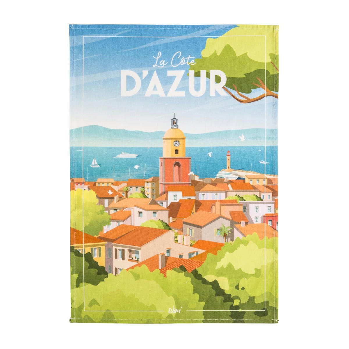 CÔTE D'AZUR - Torchon imprimé en coton multicolore 50x75