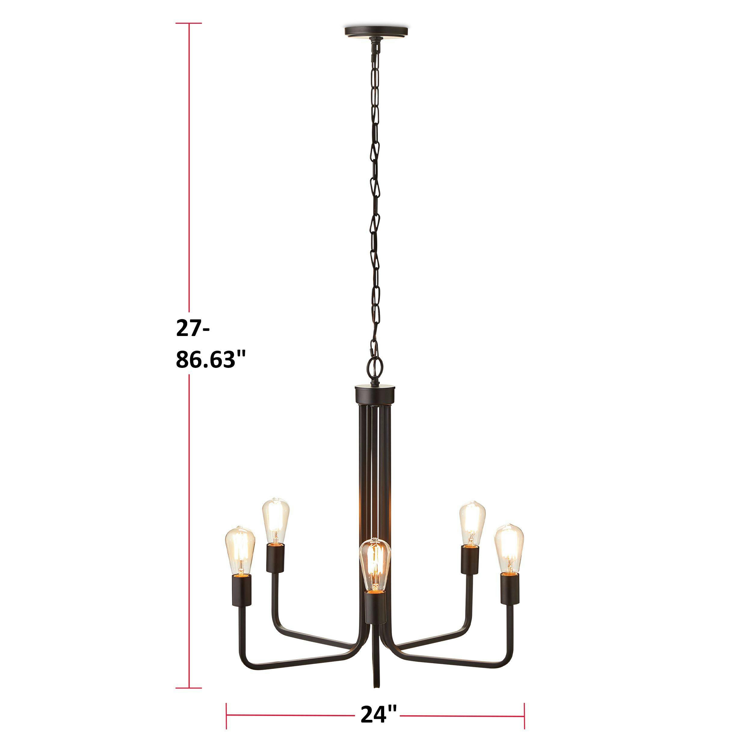 CANVAS Tavio 5-Light Chandelier, Adjustable Height, Matte Black