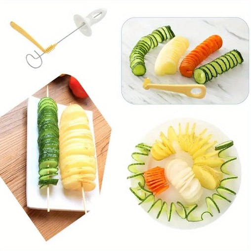 NNETM 6pcs Camping Potato Barbecue Skewers Slicer Tool