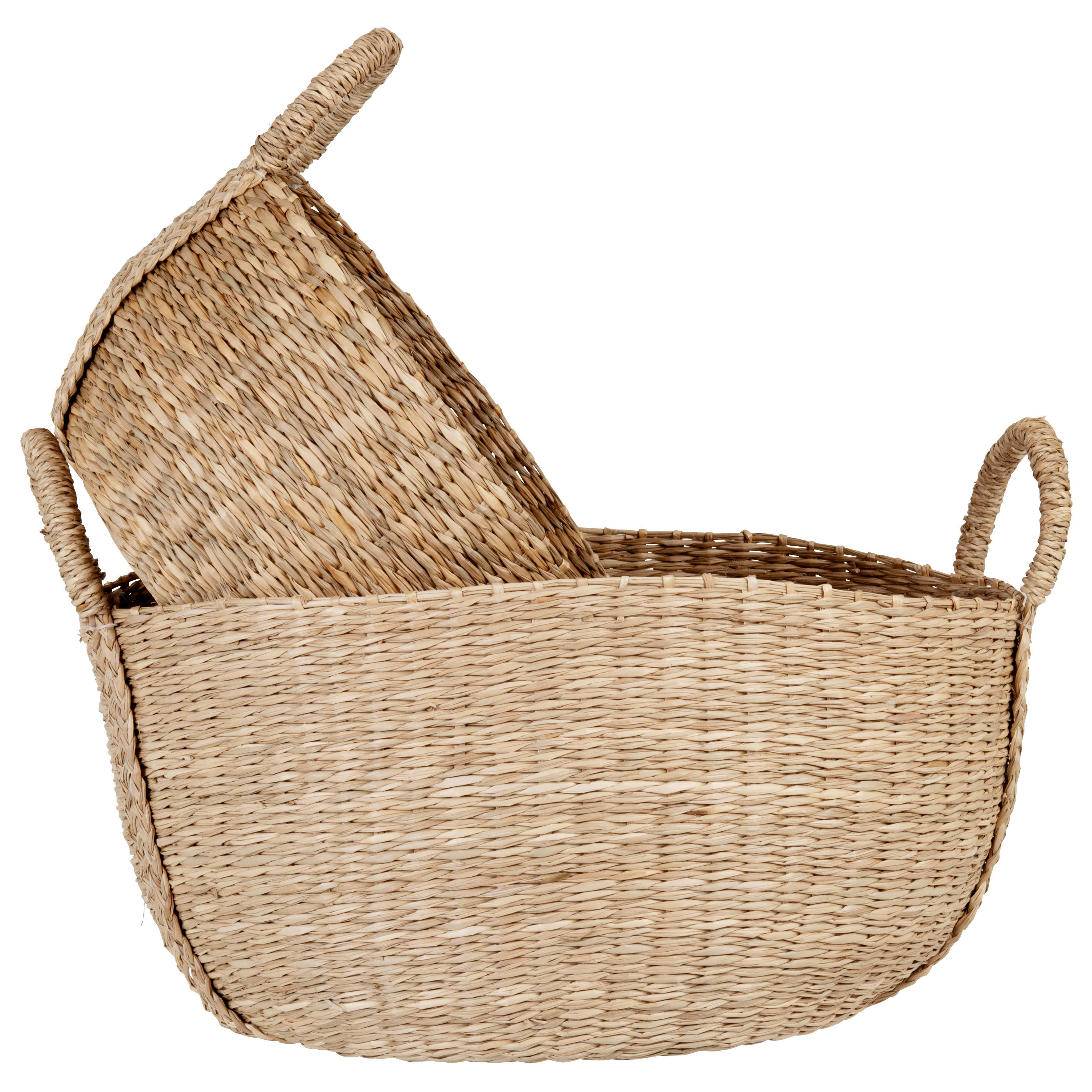 MILA - Panier de rangement à anses en jonc de mer L38