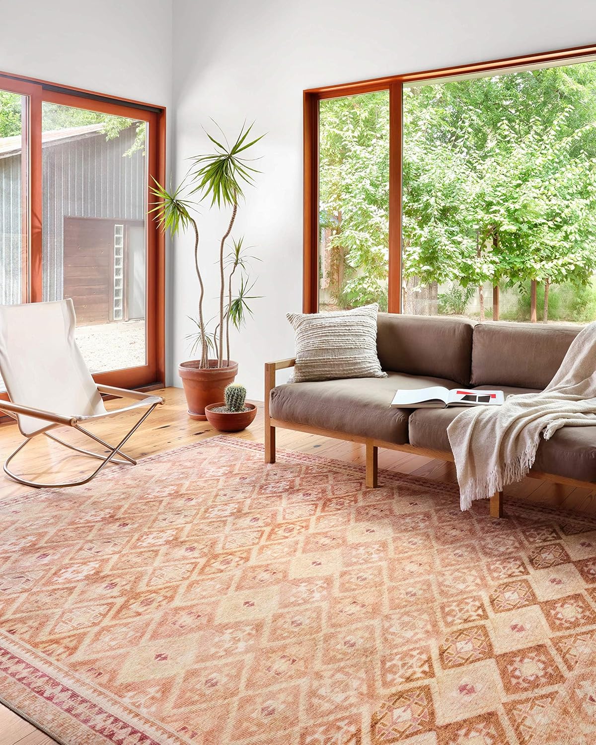 Loloi Layla Collection LAY-16 Natural/Spice 9'-0 x 12'-0 .13 Thick Area Rug, Soft, Durable, Vintage Inspired, Distressed, Low Pile, Non-Shedding, Easy Clean, Printed, Living Room Rug