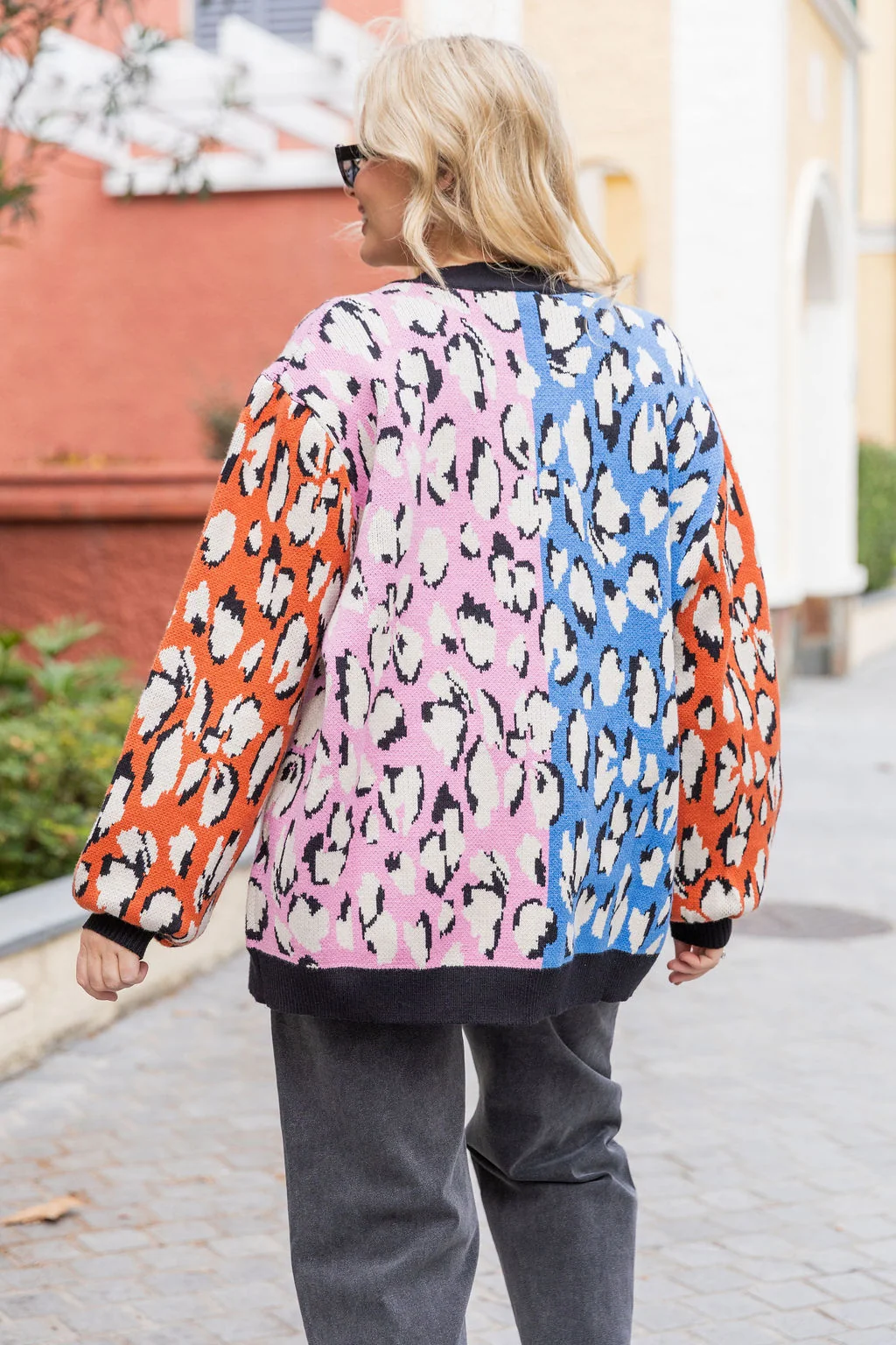Prague Knit Cardi in Abstract Animal Mix