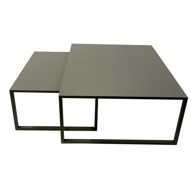 COLLECTION MOBILIER DE JARDIN - Lot de 2 tables basses de jardin carrées  en acier gris