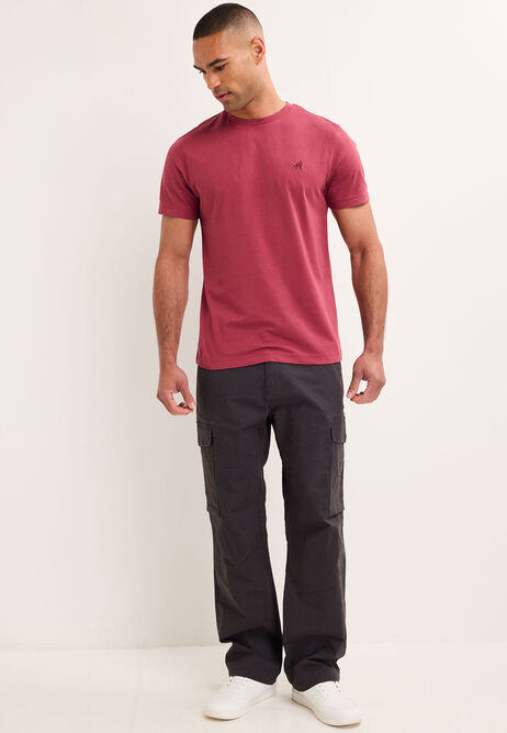 Mens Pink Plain Cotton T-Shirt