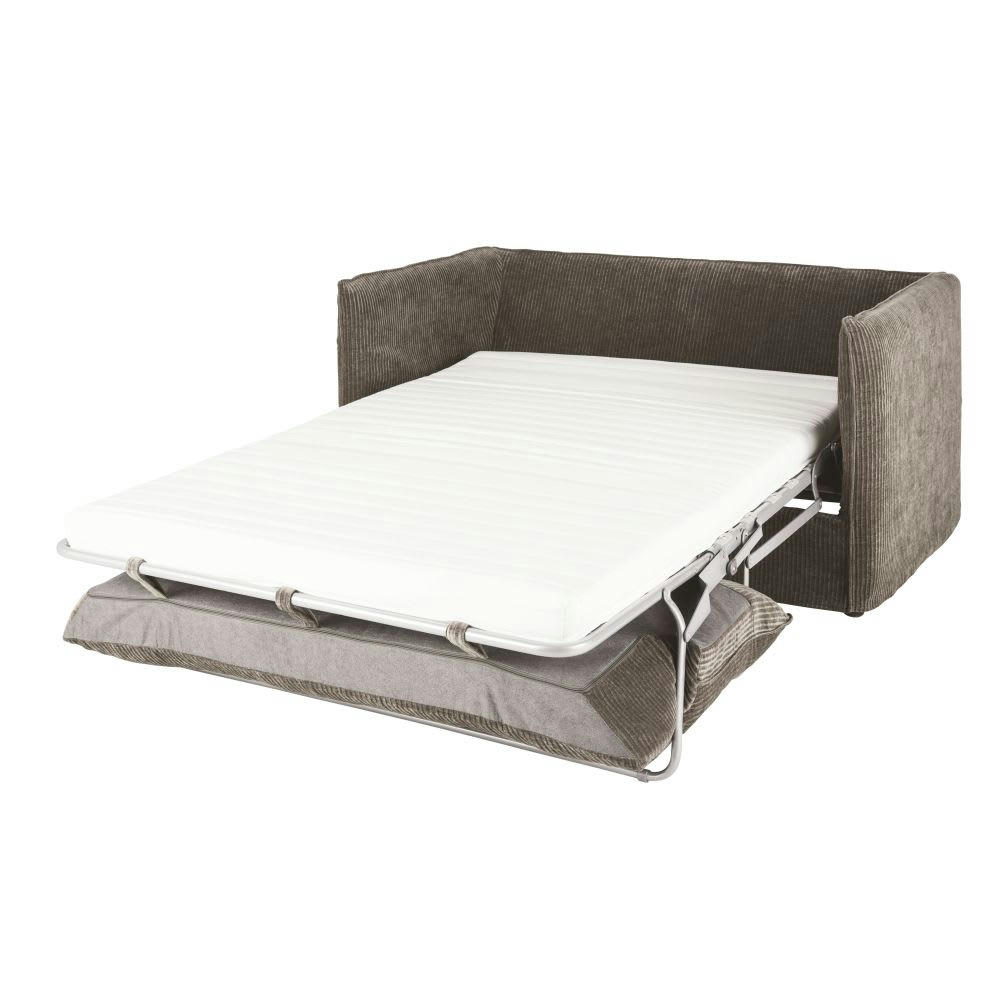 Louvain - Canapé convertible 2/3 places en velours côtelé marron écorce, matelas 10 cm