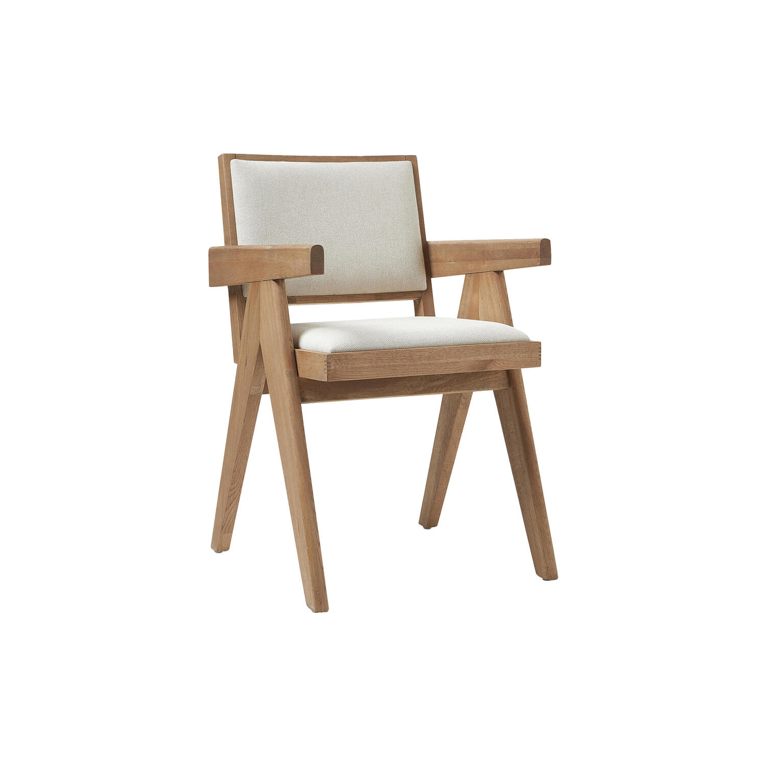 Sissi Dining Chair with Armrests, cream white/light oak