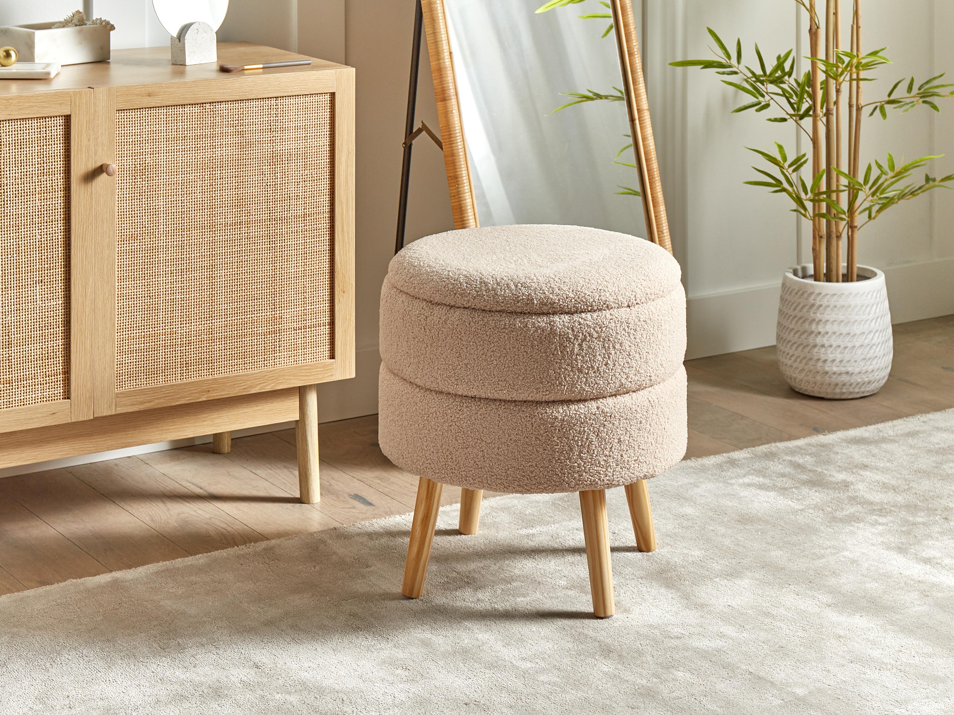 Storage Stool OKATON Boucle Beige