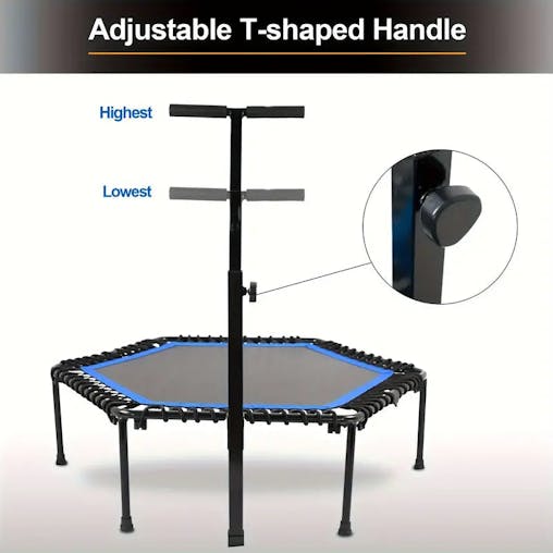 NNETM Rebounder Mini Trampoline with Adjustable Handle Bar(Blue)